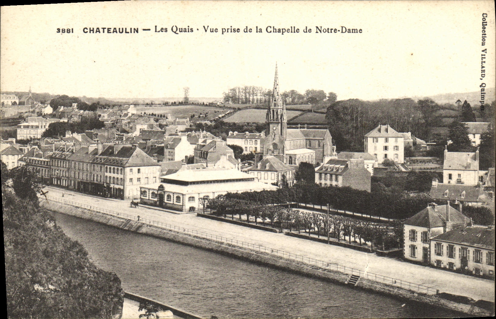 VINTAGE POSTCARD Chateaulin Quays Seen from of the Vault of Notre Dame