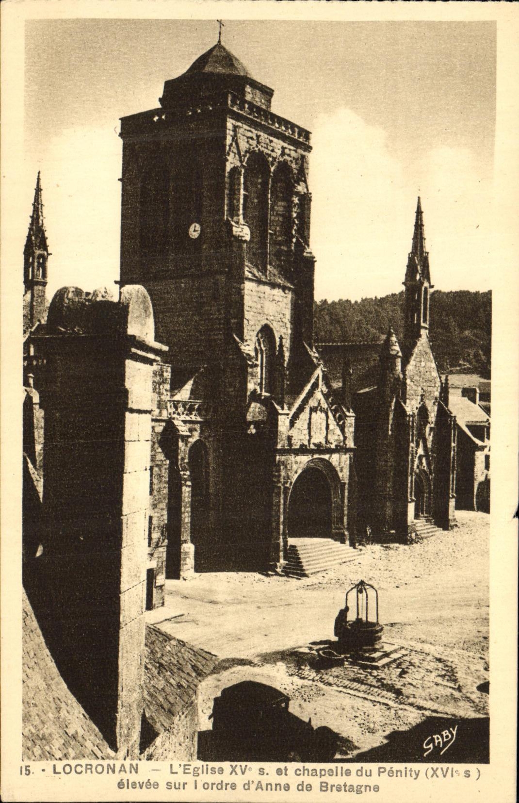 VINTAGE POSTCARD Locronan L Church and Vault of Penity raised on L order D Anne of Brittany