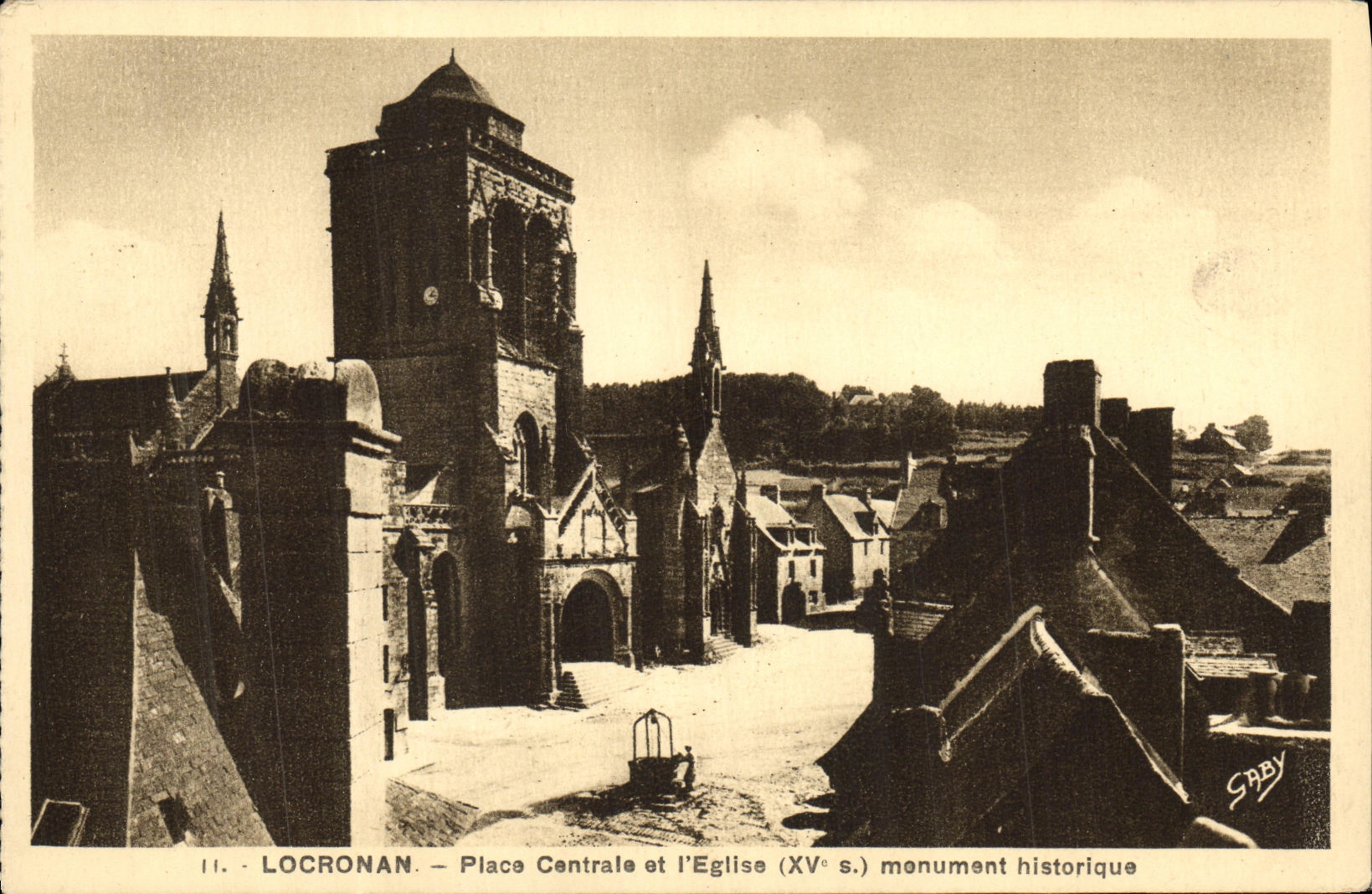 VINTAGE POSTCARD Locronan Places Central and L Church