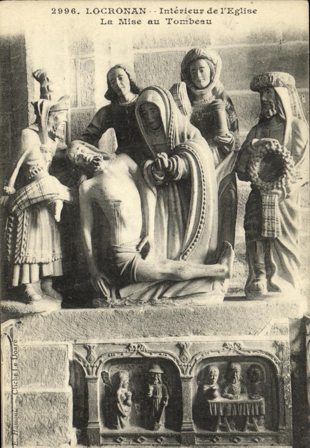 VINTAGE POSTCARD Interior Locronan of L Church the Setting with the Tomb