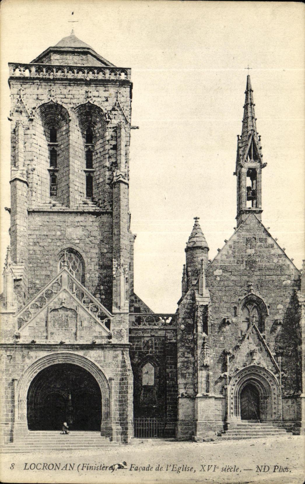 VINTAGE POSTCARD Locronan Frontage of L Church