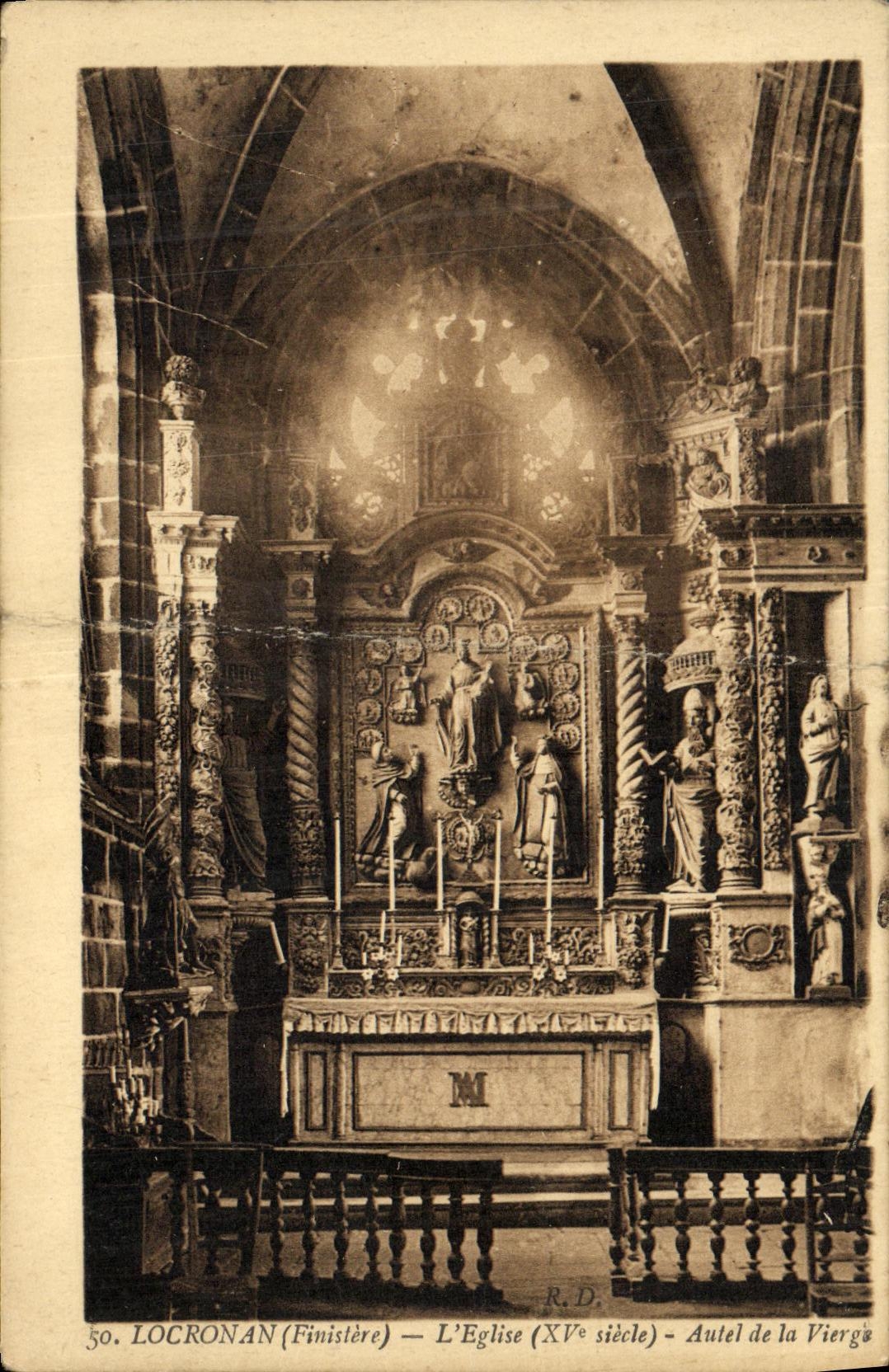 VINTAGE POSTCARD Locronan L Church Furnace bridge of the Virgin