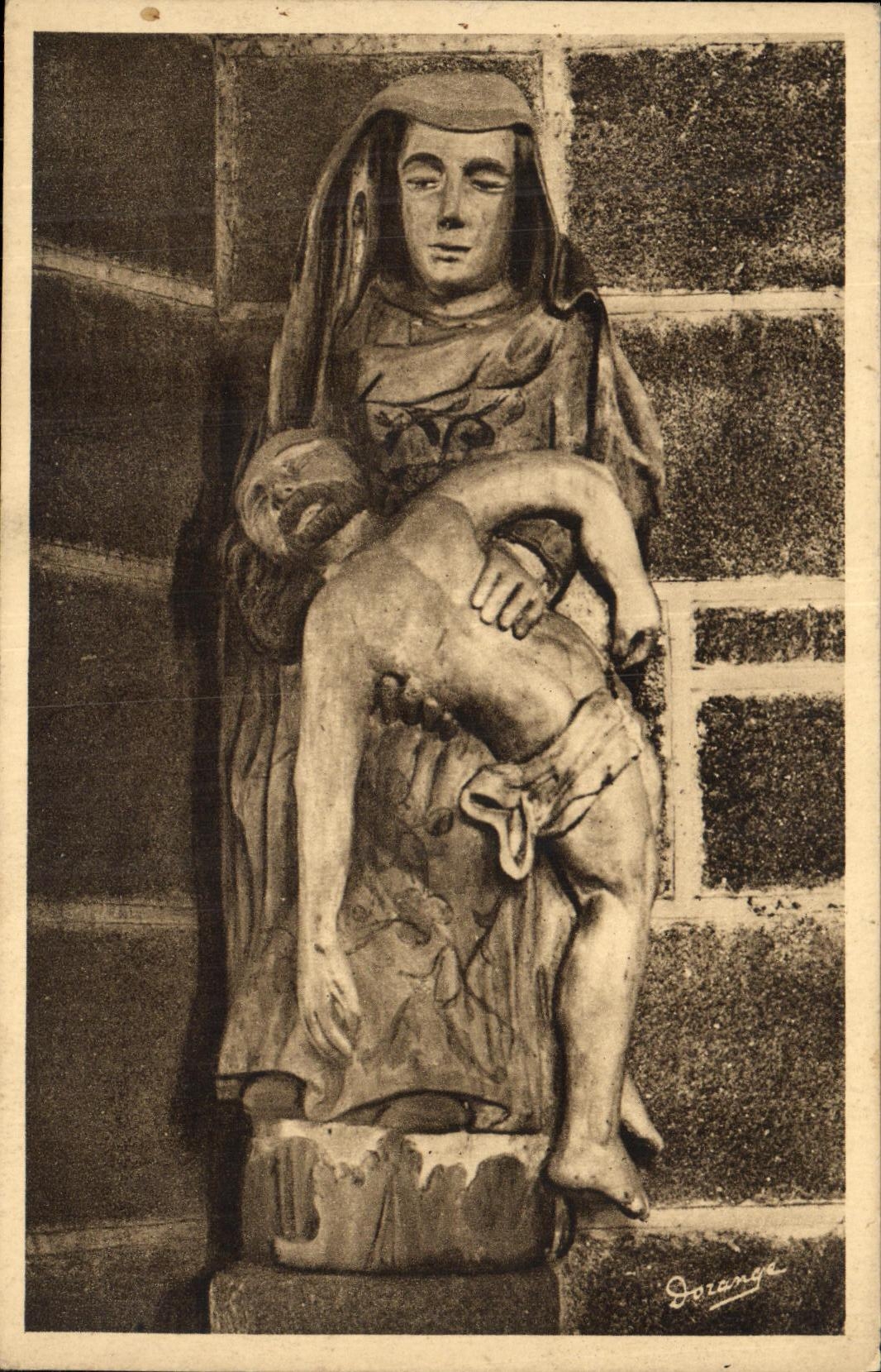 VINTAGE POSTCARD Interior Locronan of L Church Notre Dame de Pitie