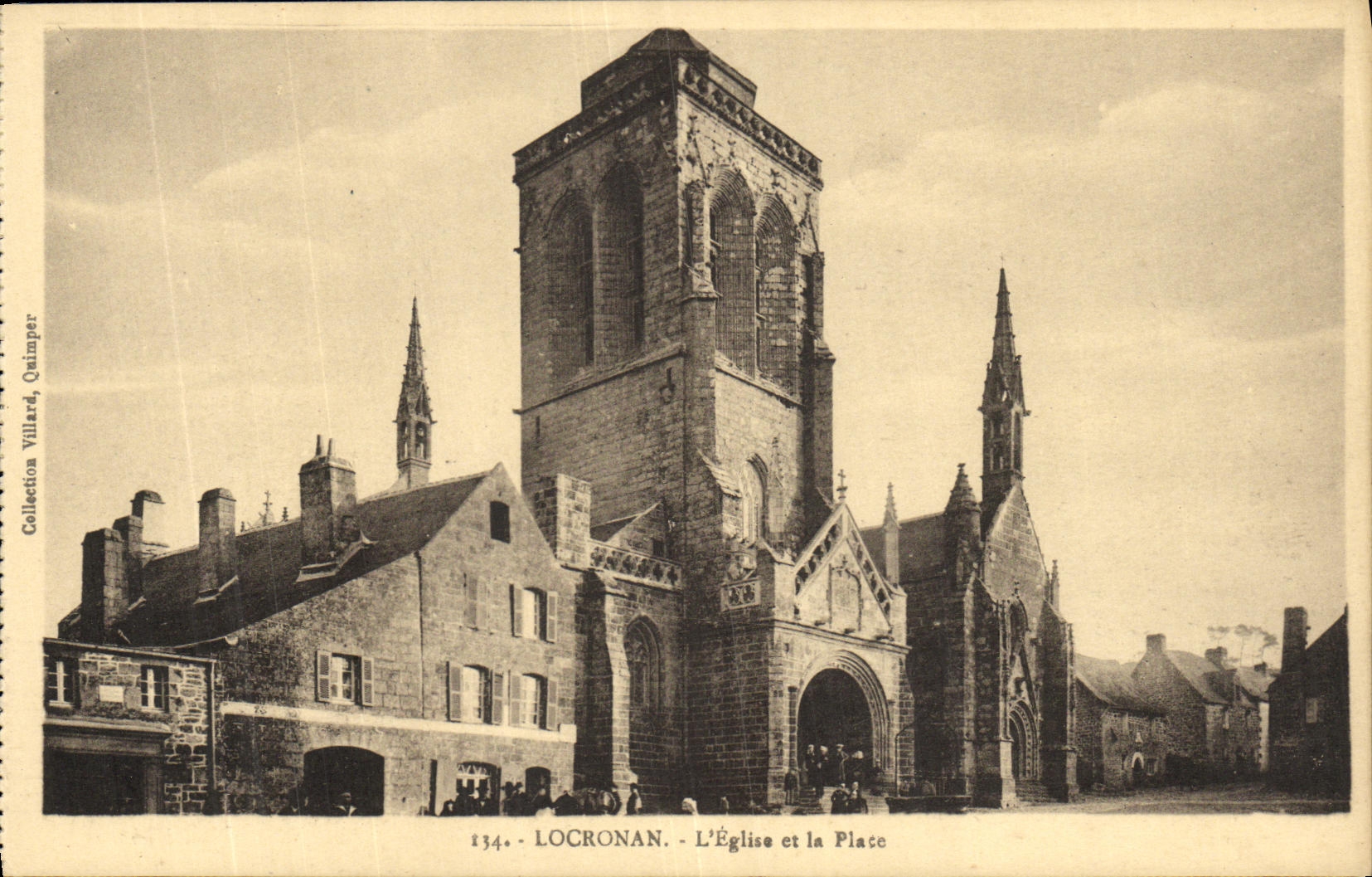 VINTAGE POSTCARD Locronan L Church and the place