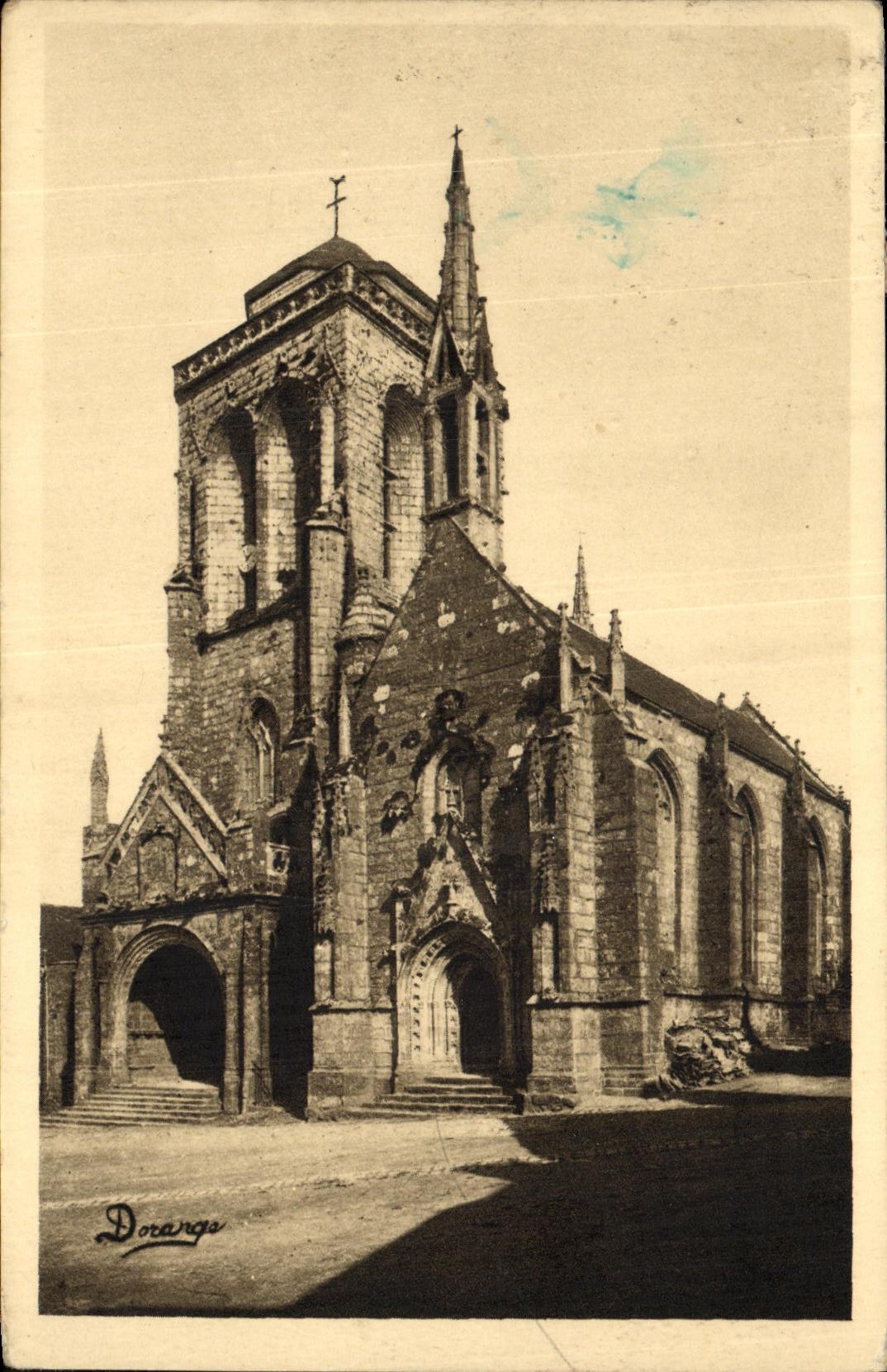 VINTAGE POSTCARD Locronan L Church and Chapella of Penity