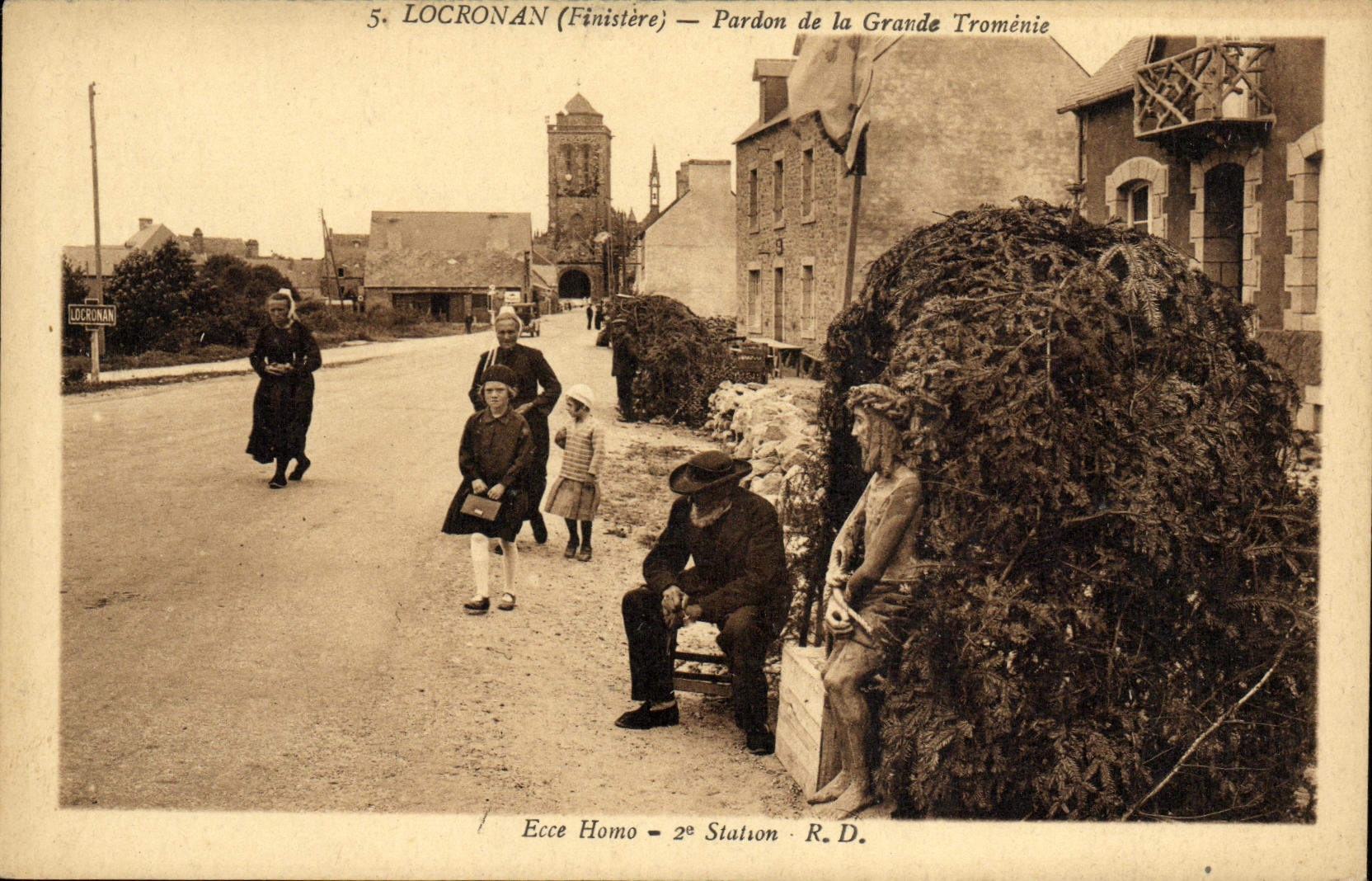 Perdon de Locronan de la POSTAL de la VENDIMIA del traje grande del folklore del homo del ecce de Tromenie