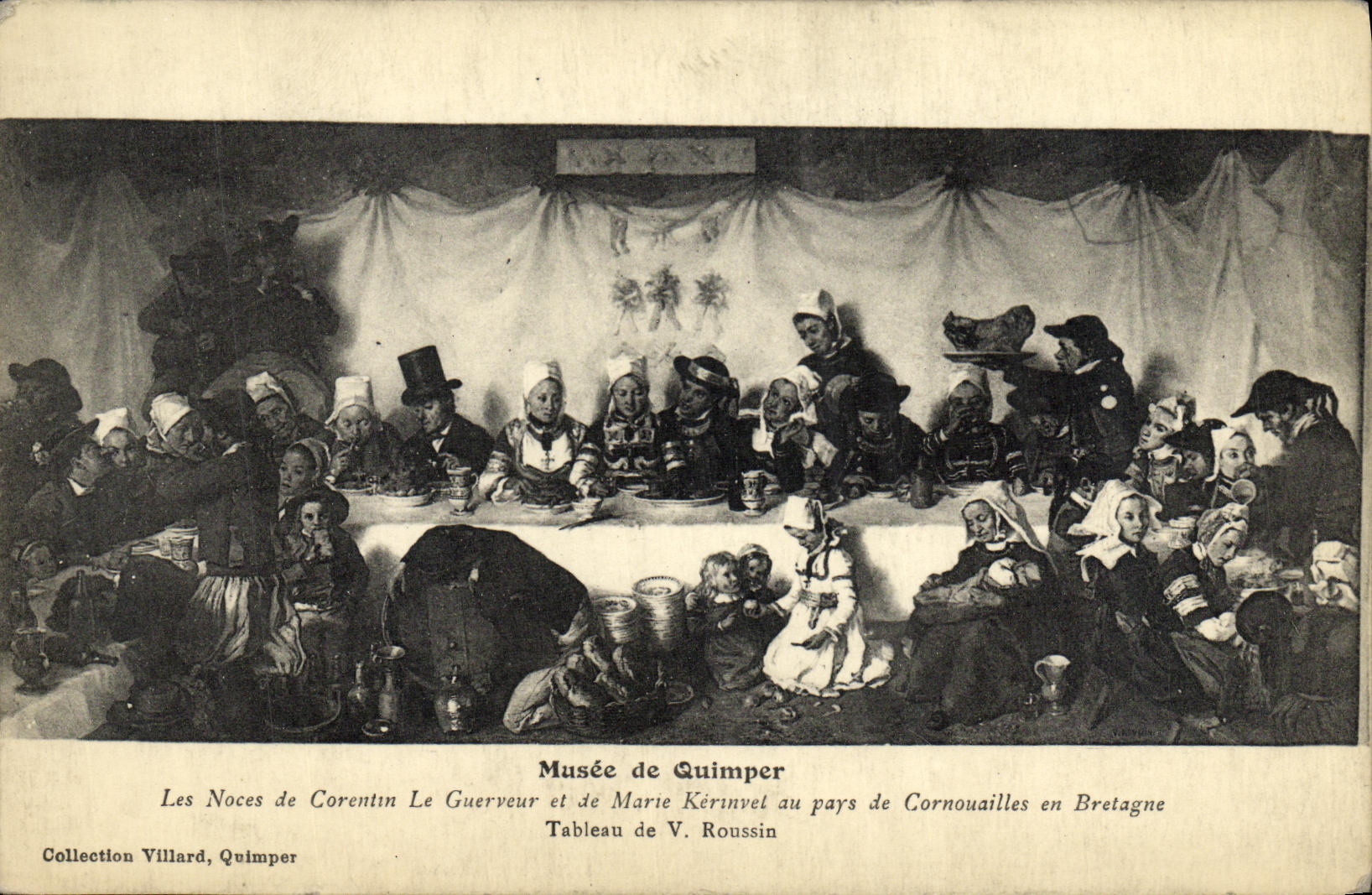 Bodas del museo de Quimper de la POSTAL de la VENDIMIA de Corentin Guerseur y de Marie Kerinvel al pais de Cornouailles en Bretana Roussin