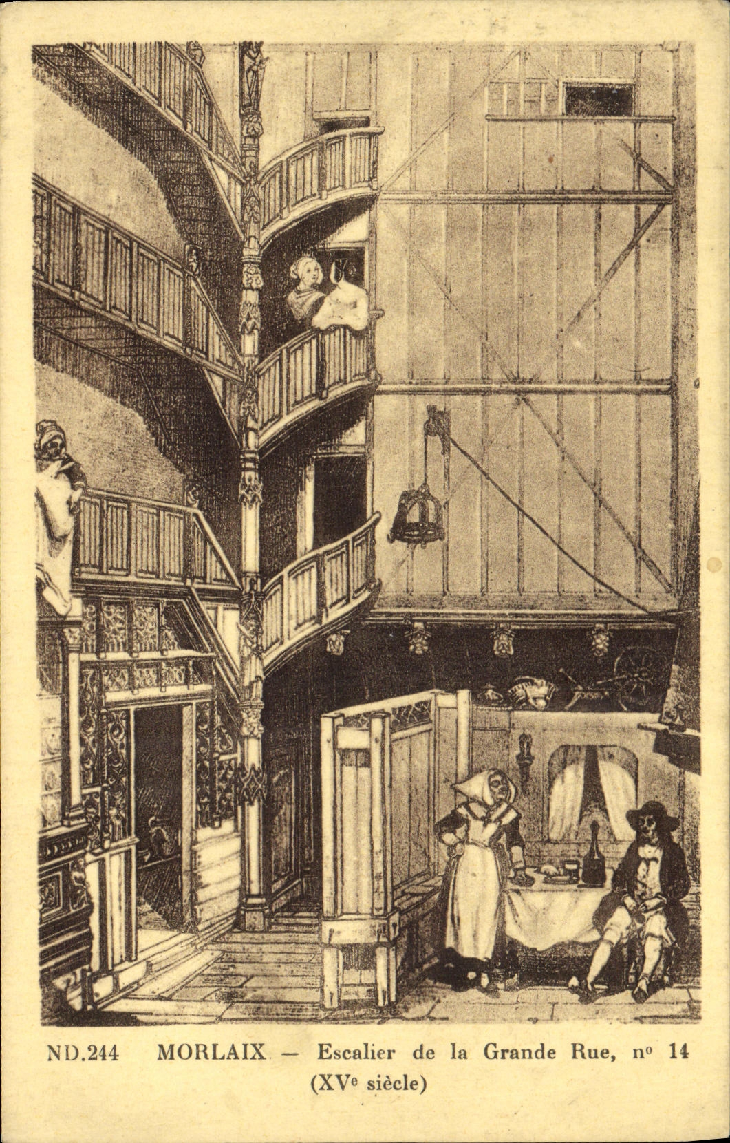 CPA Morlaix Escalier de la Grande Rue