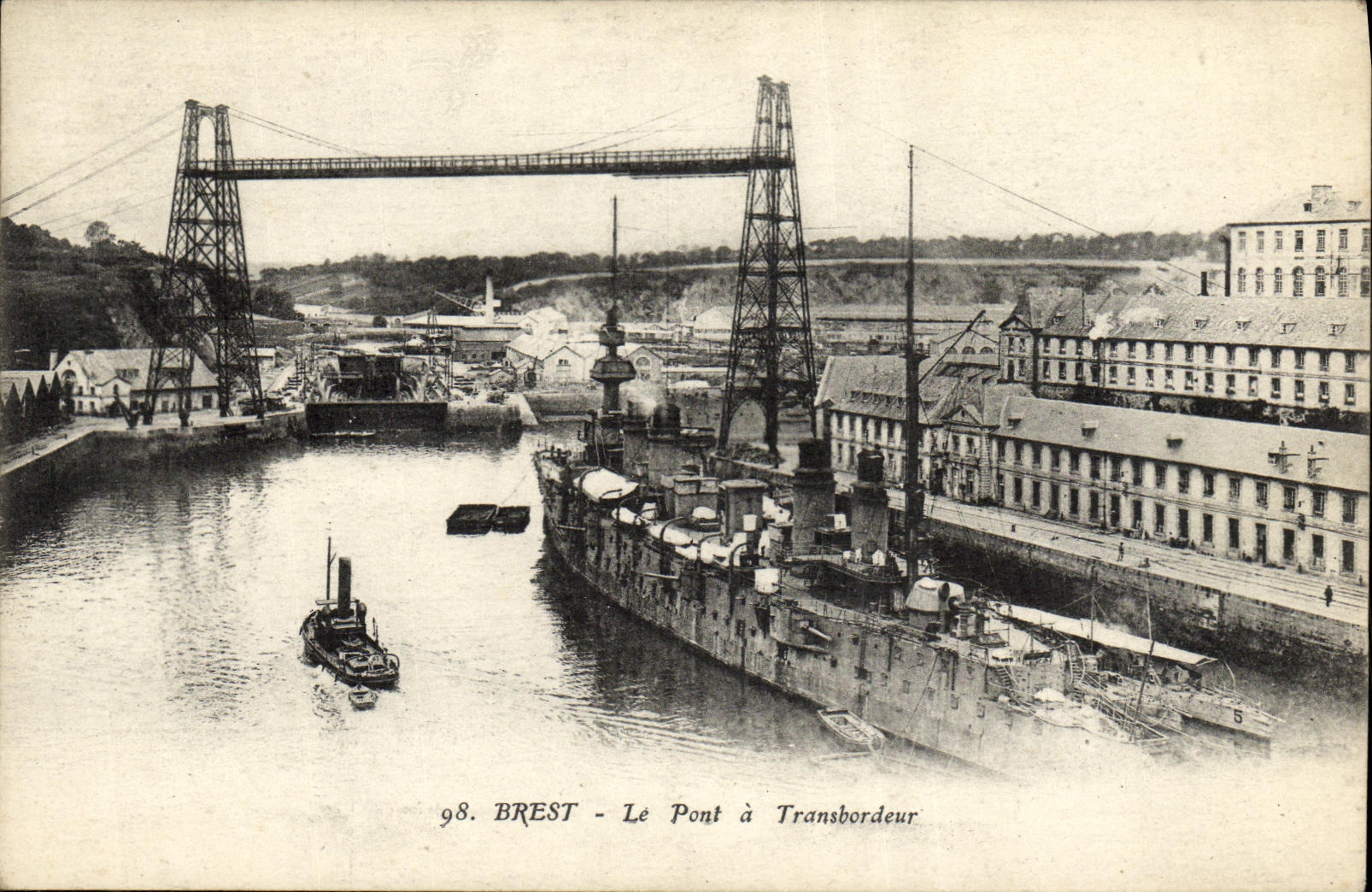 CPA Brest Le Pont a Transbordeur Bateau