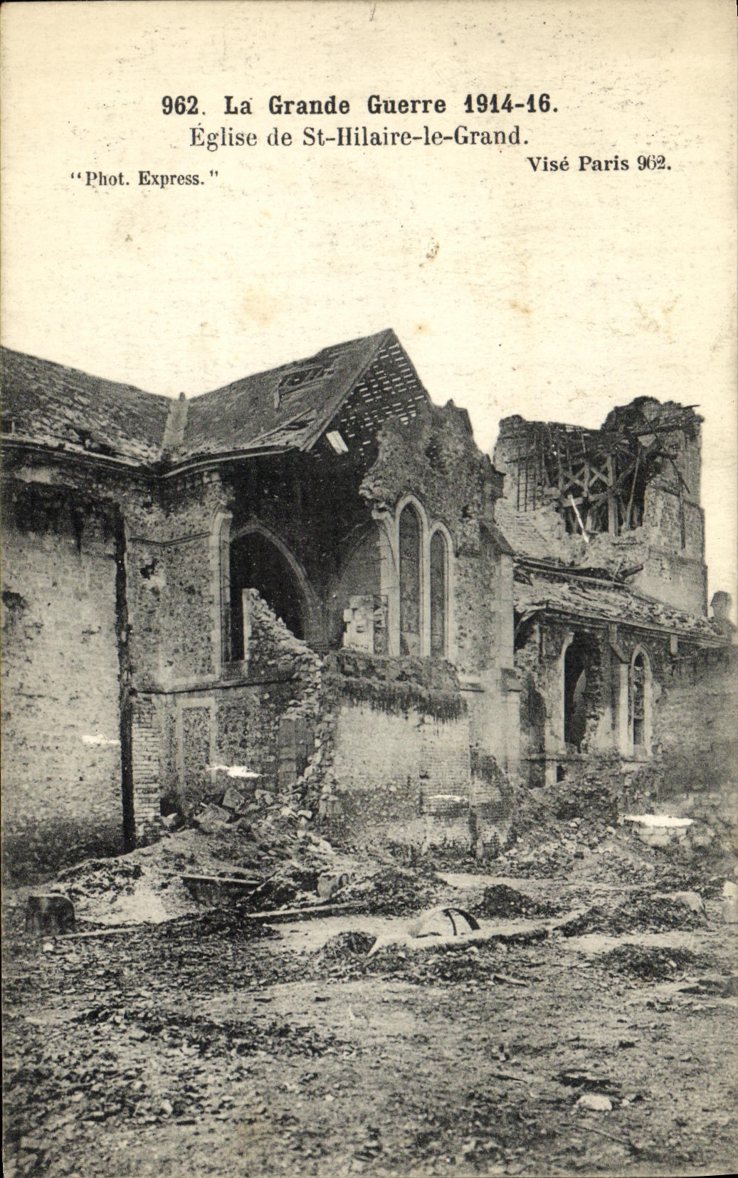 VINTAGE POSTCARD Church of St Hilaire Large Militaria