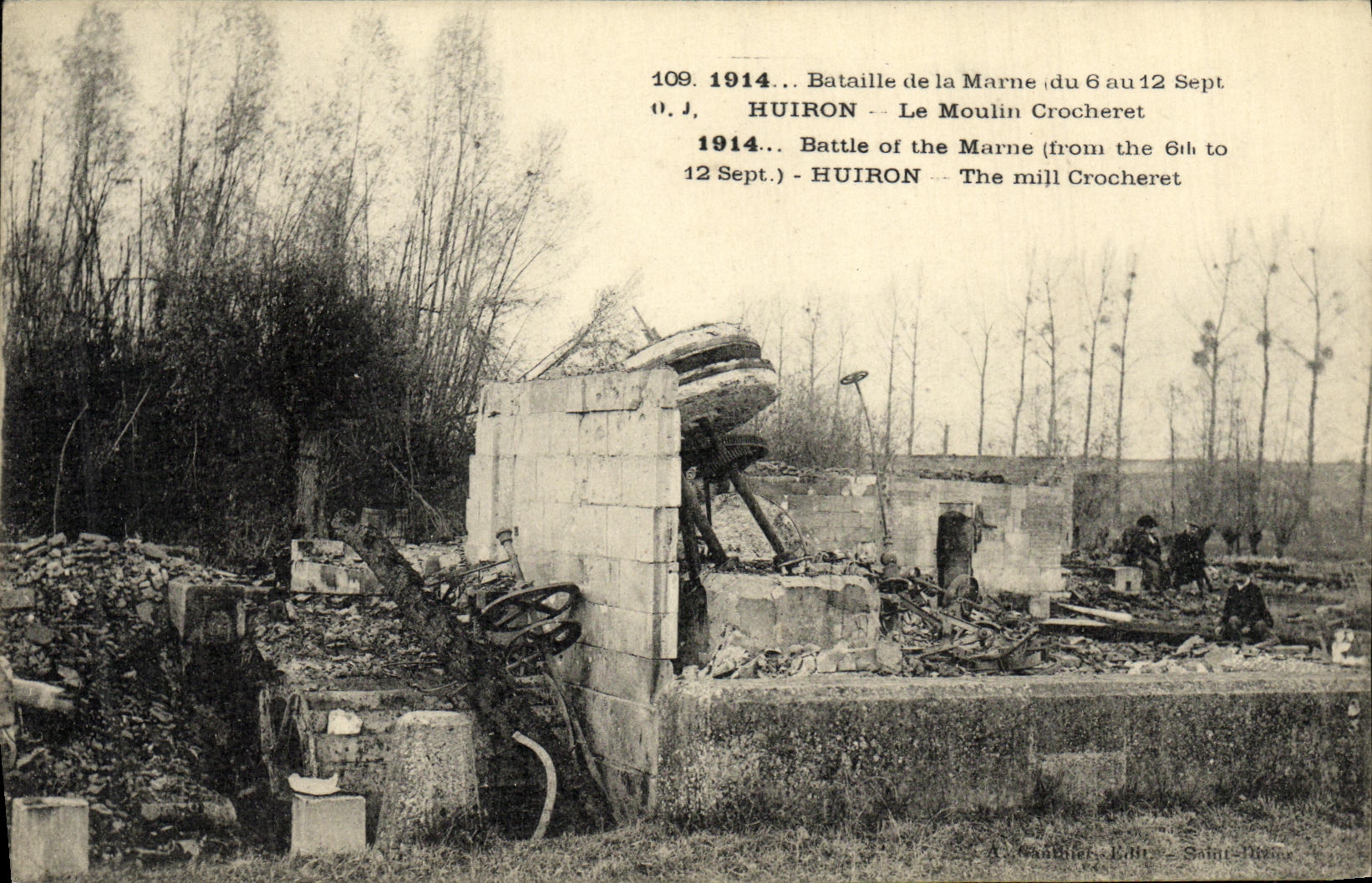 VINTAGE POSTCARD Huiron the Mill Crocheret Militaria