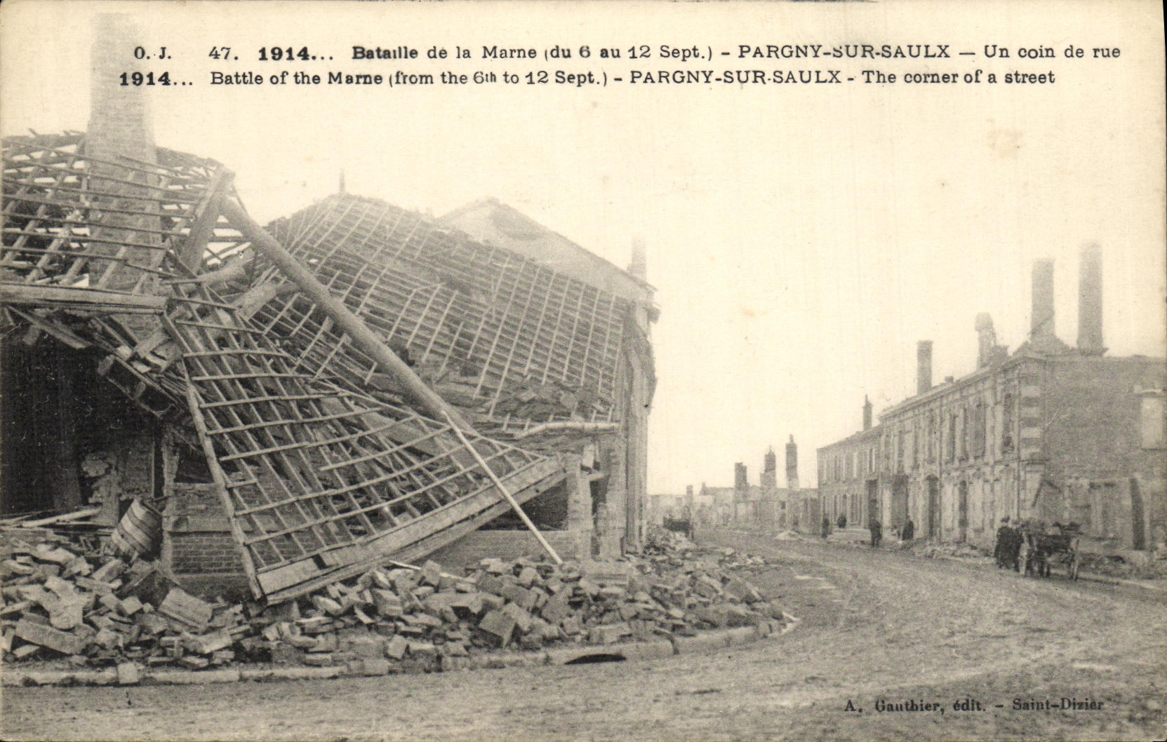 POSTAL Pargny de la VENDIMIA en Saulx una esquina de la calle Militaria