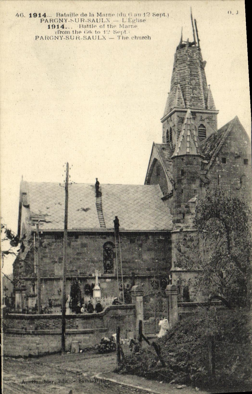 VINTAGE POSTCARD Pargny On Saulx L Militaria church