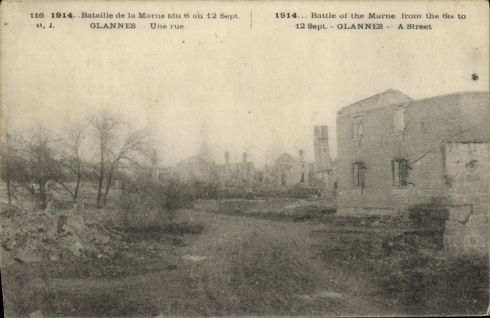 VINTAGE POSTCARD Glannes a Street S Militaria