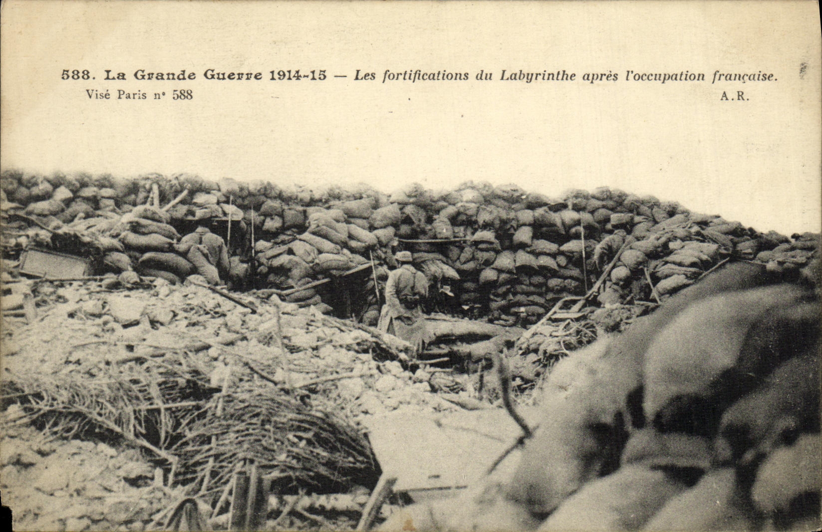 VINTAGE POSTCARD the Great War Fortifications of the Labyrinth after L French occupation Militaria Distinct