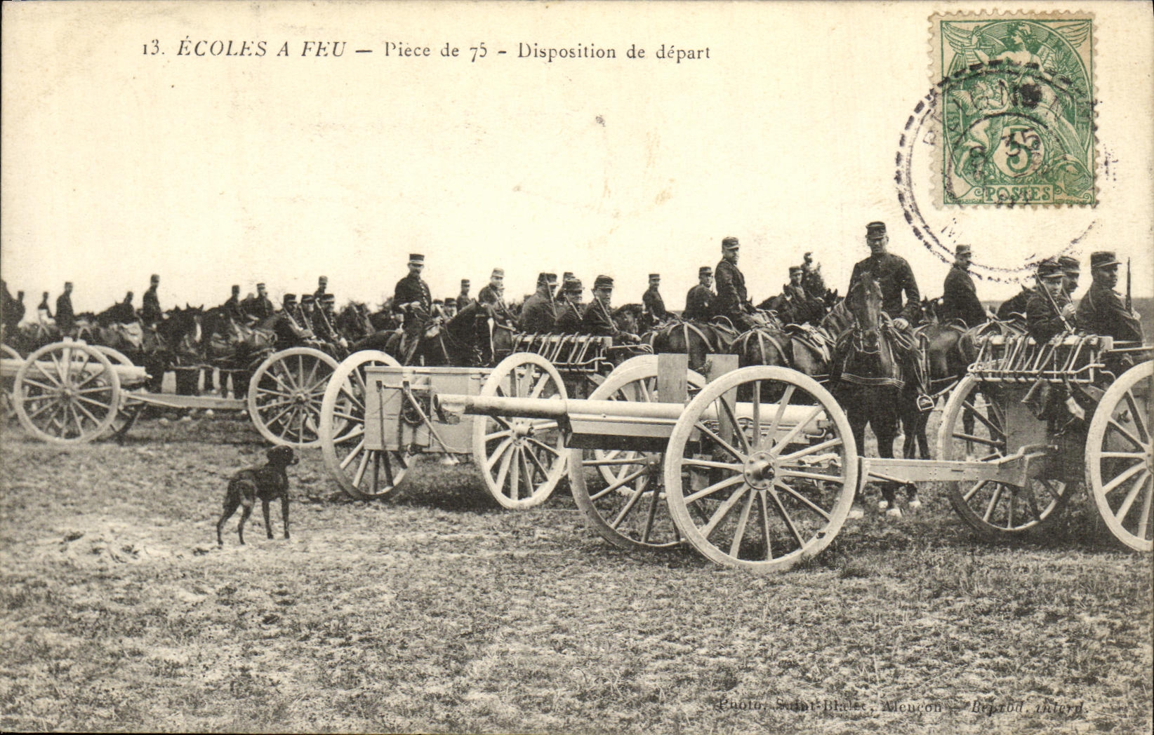 CPA Ecoles A Feu Piece de 75 Disposition de depart Militaria