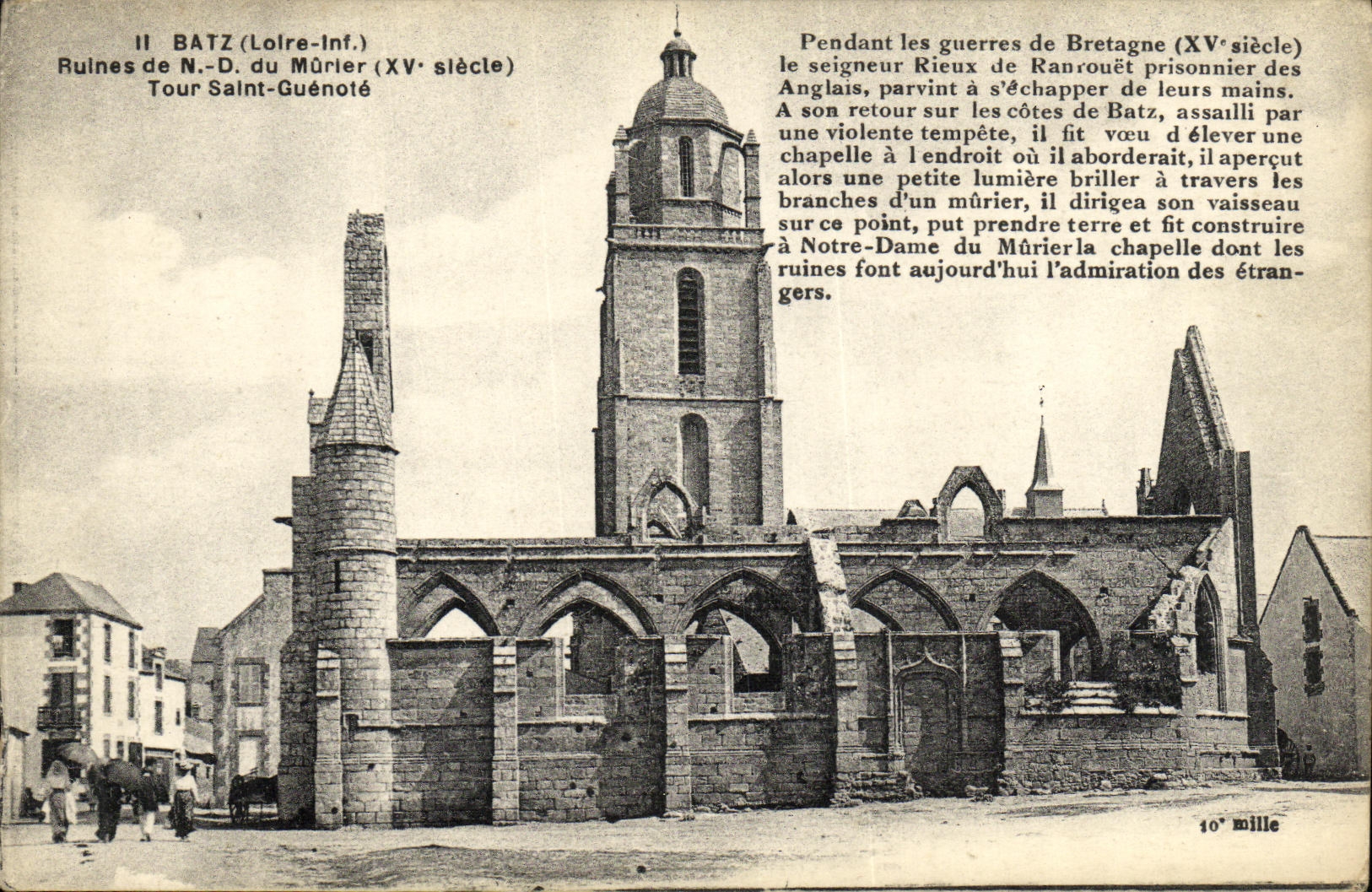 VINTAGE POSTCARD Batz On sea Tower Guenole Saint