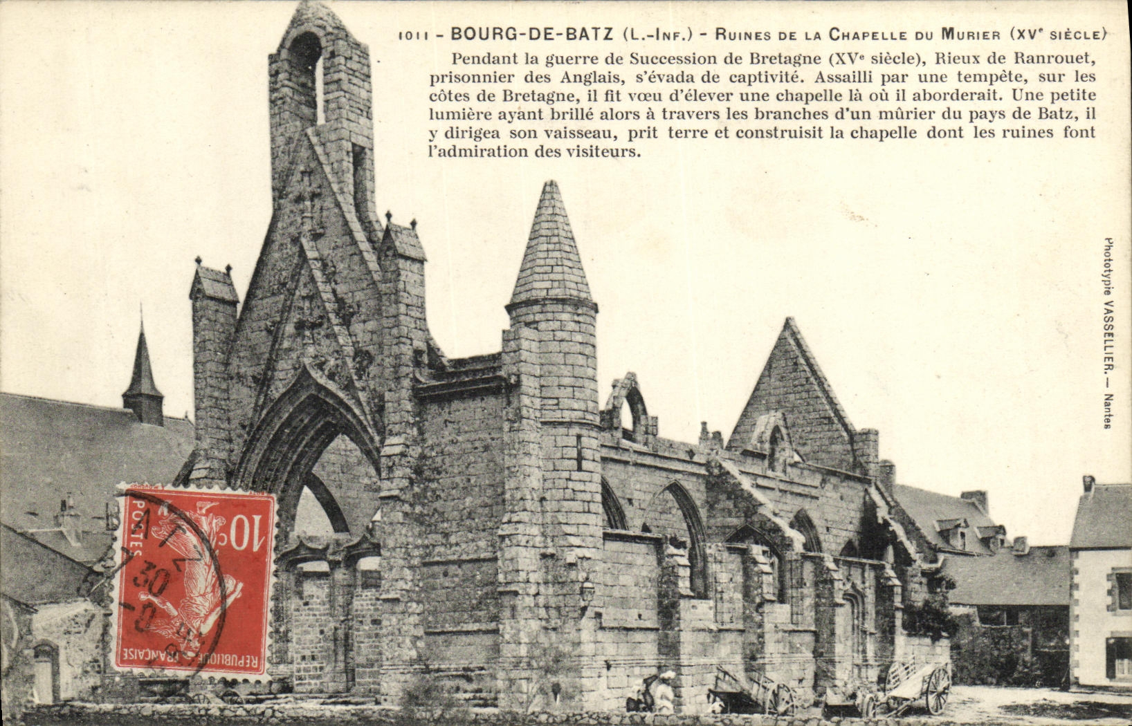 VINTAGE POSTCARD Borough of Batz Ruins of the vault