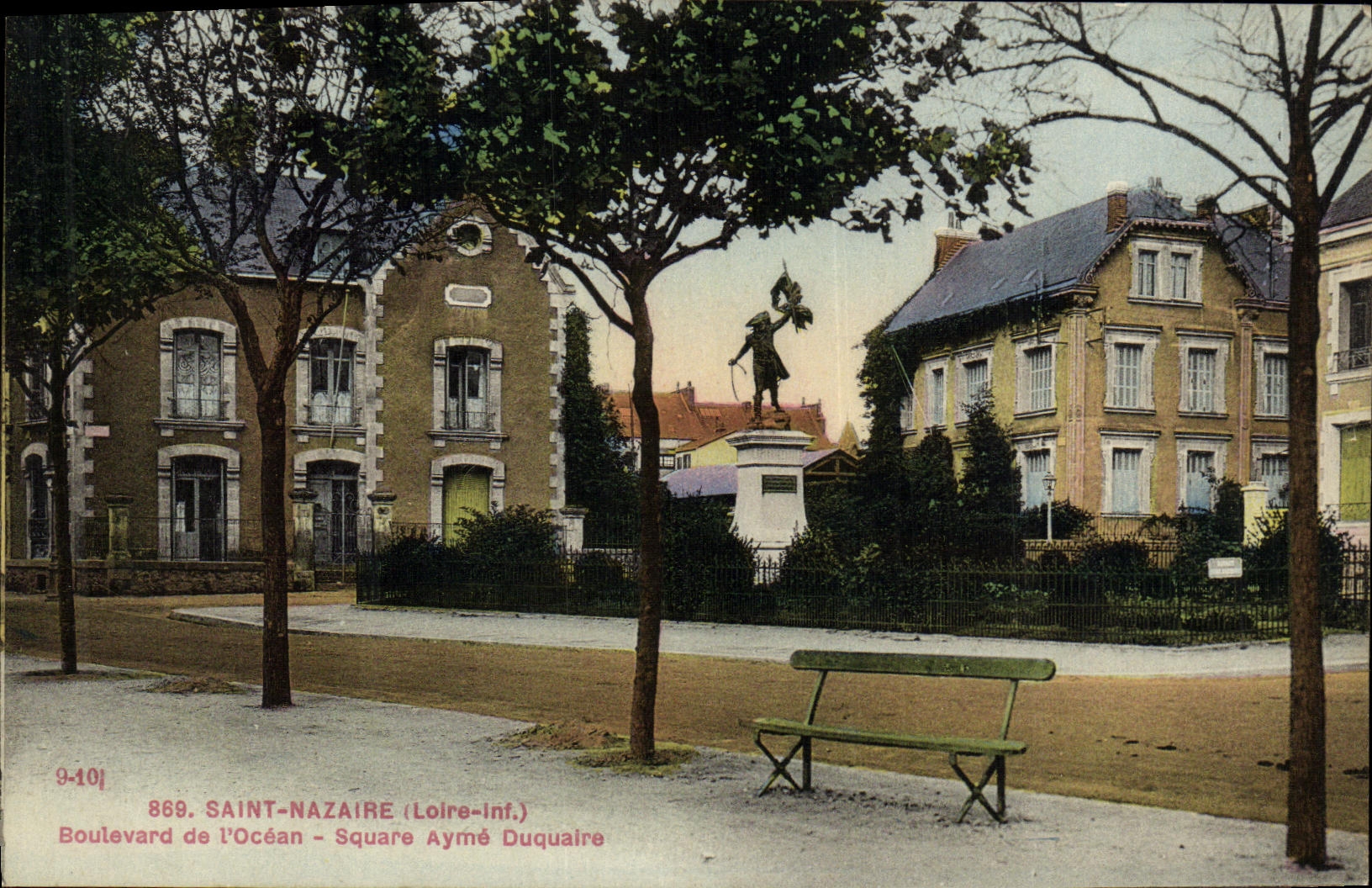 VINTAGE POSTCARD Saint Nazaire Boulevard of L ocean Public garden Ayme Duquaire