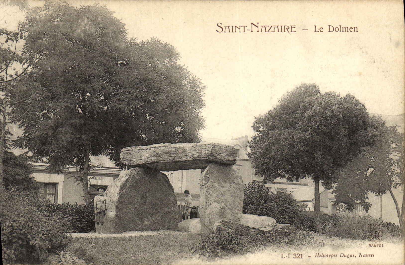 VINTAGE POSTCARD St Nazaire the Dolmen Children