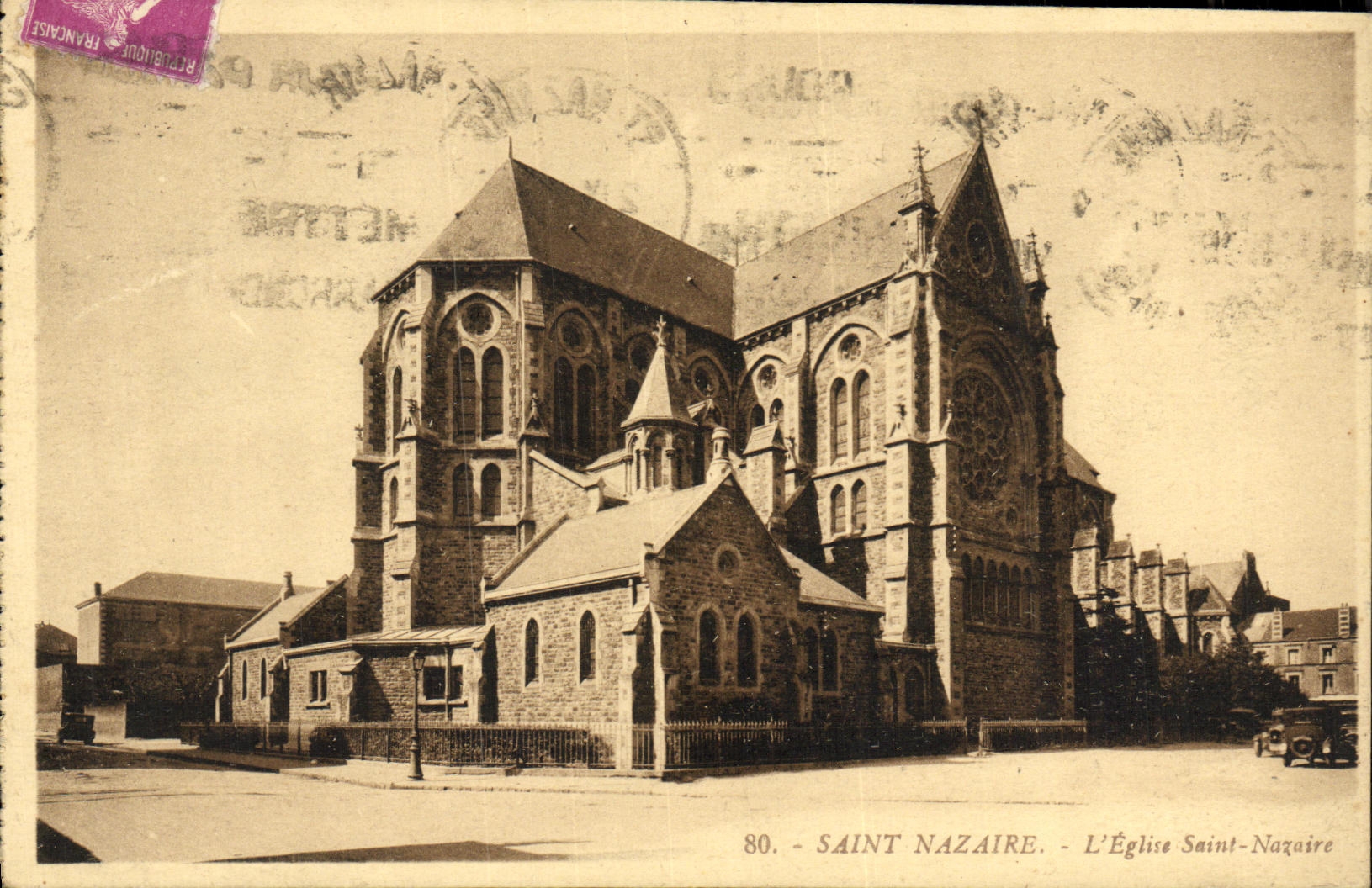 VINTAGE POSTCARD St Nazaire L Church Saint Nazaire