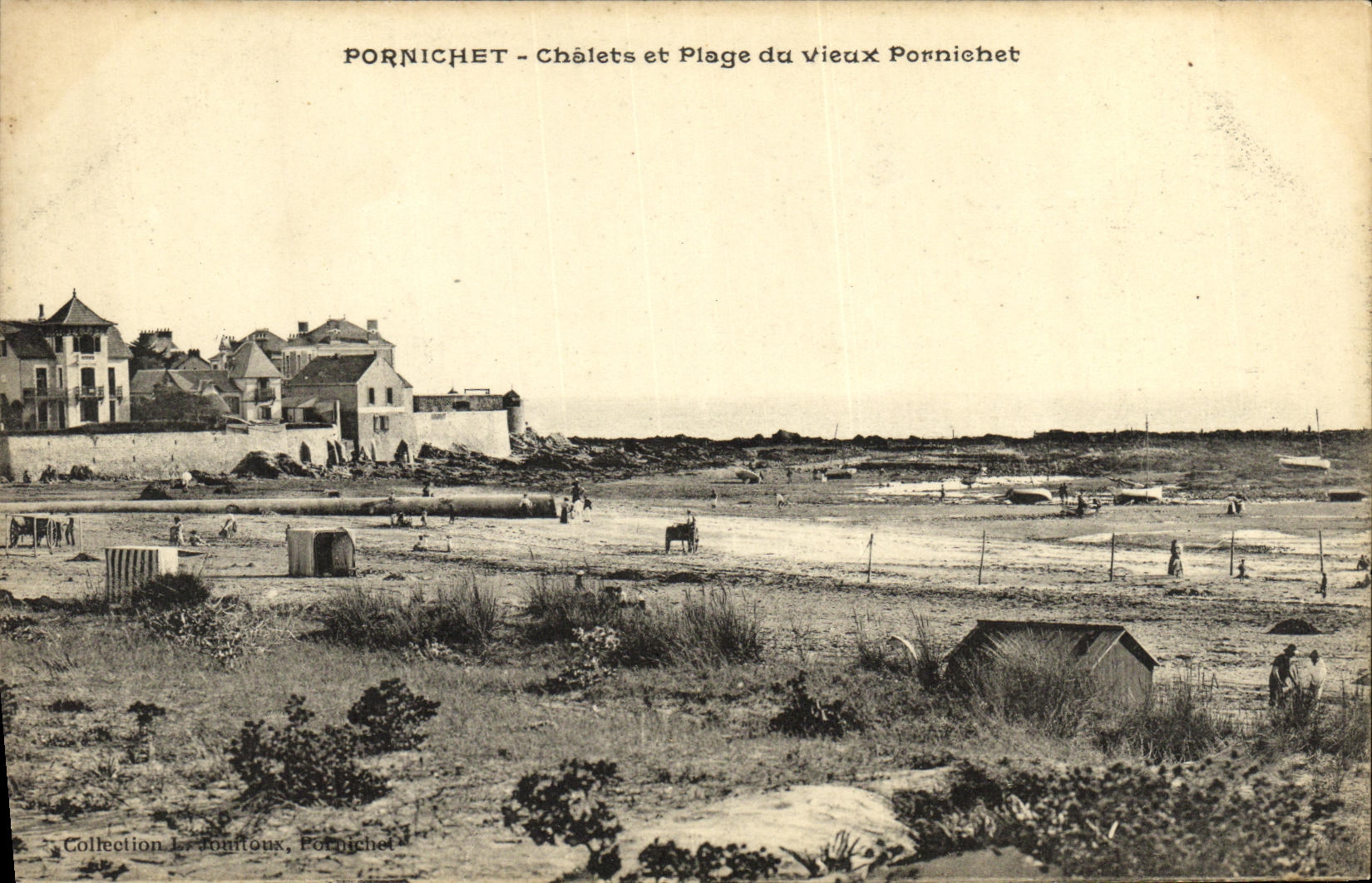 VINTAGE POSTCARD Saint Nazaire Country cottages and Beach of the Pornichet old man