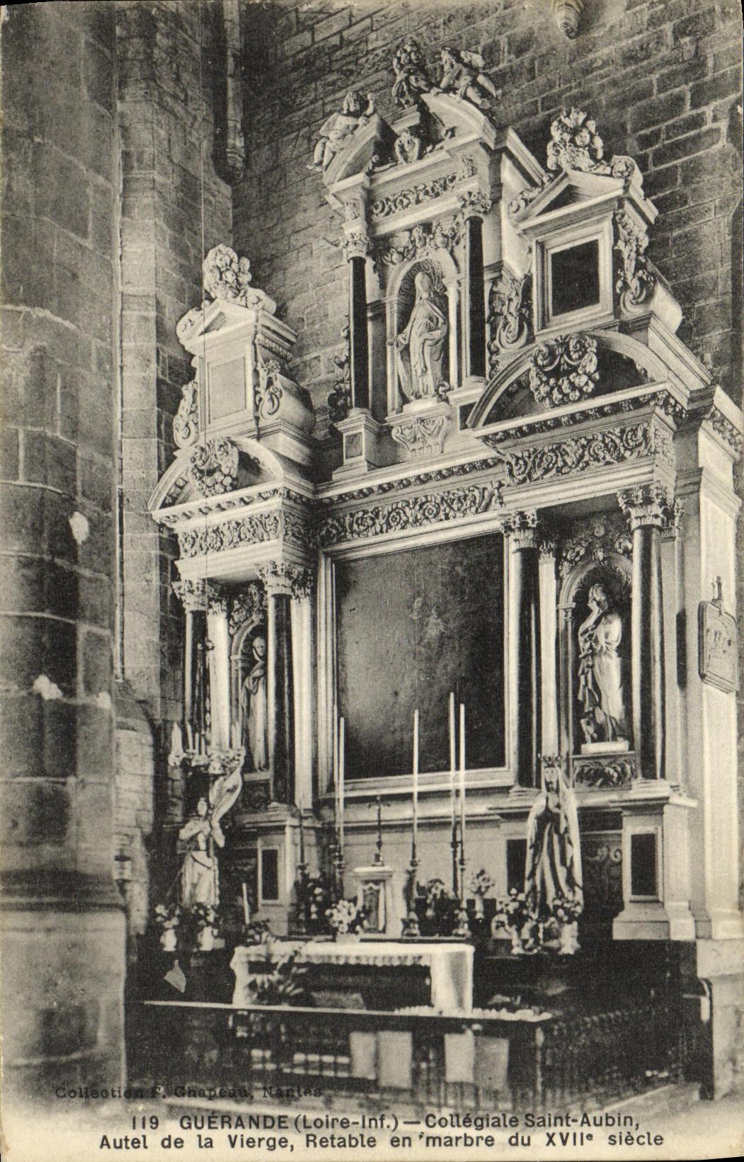 CPA Guerande Collegiale Saint Aubin Autel de la vierge retable en marbre