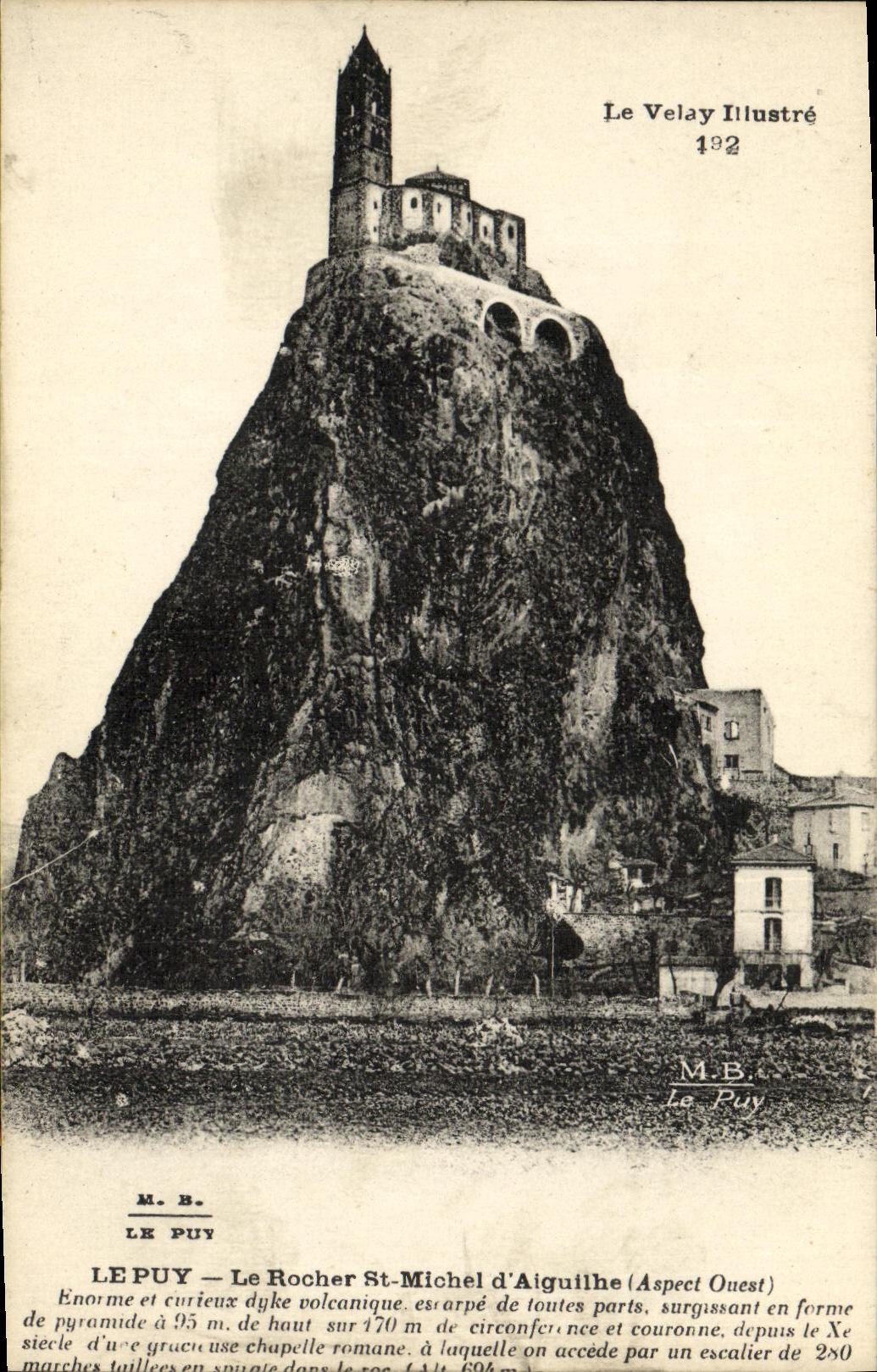 VINTAGE POSTCARD Lepuy the Rock St Michel has Aiguilhe