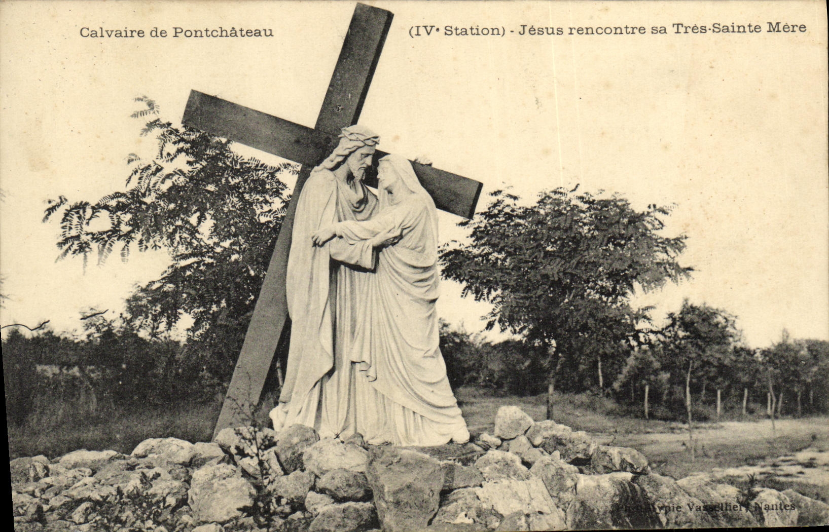 La POSTAL Calvaire de la VENDIMIA de Ponchateau Jesús encuentra a su madre muy Sainte