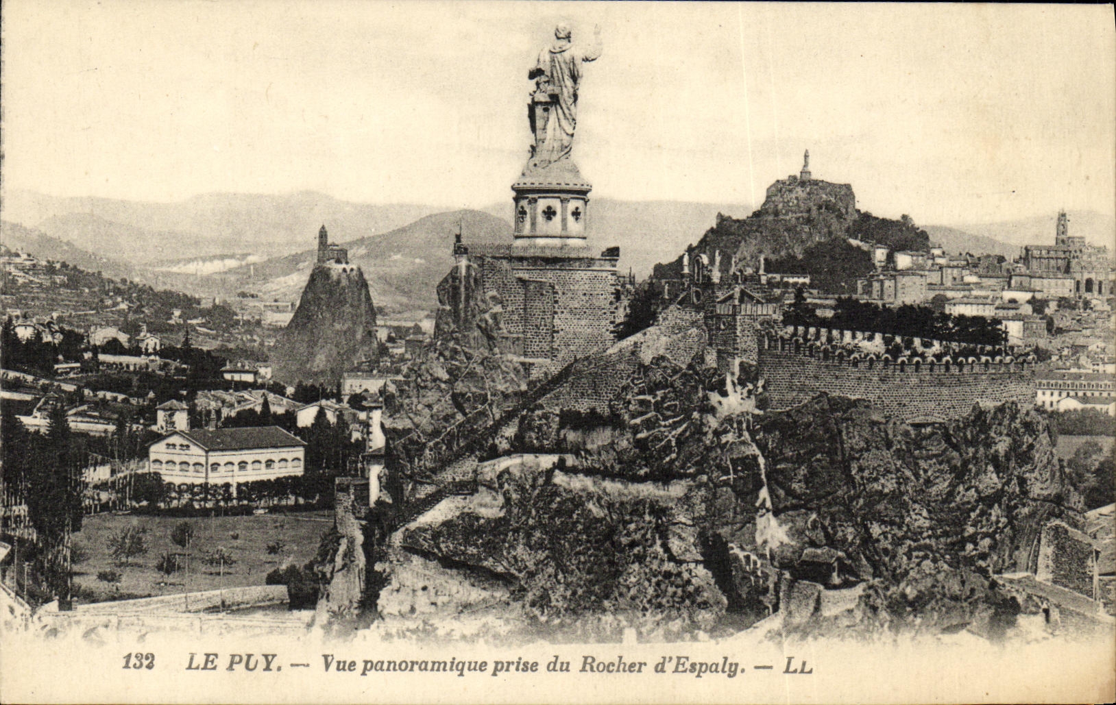 VINTAGE POSTCARD Puy Panoramic View taken of the rock D Espaly