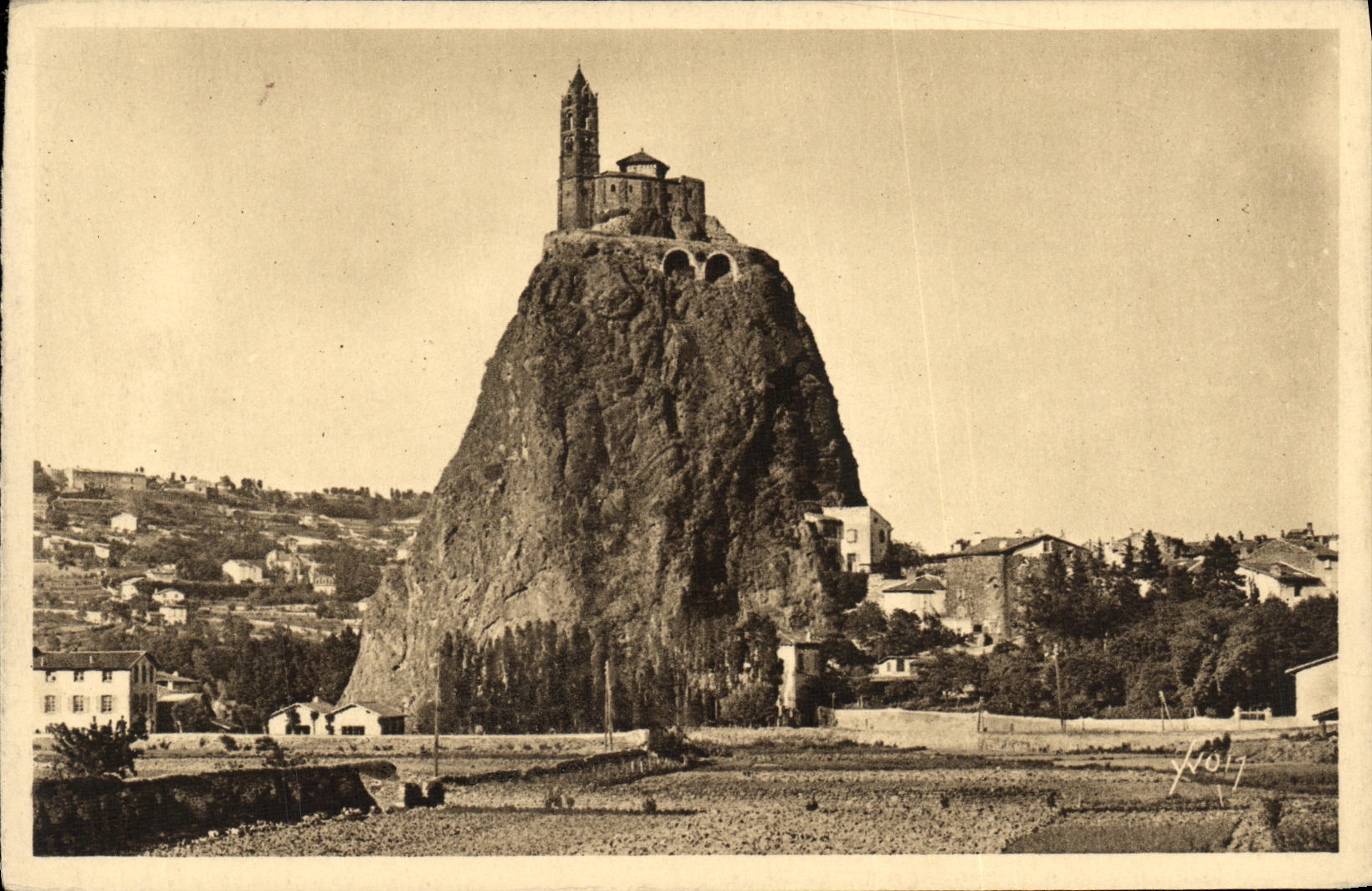 VINTAGE POSTCARD Puy La Chapelle and the Rock