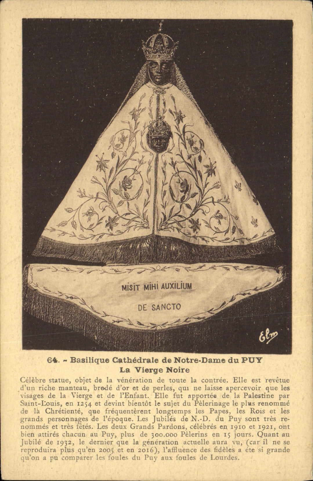 VINTAGE POSTCARD Basilica Cathedral of Notre Dame of Puy the black virgin