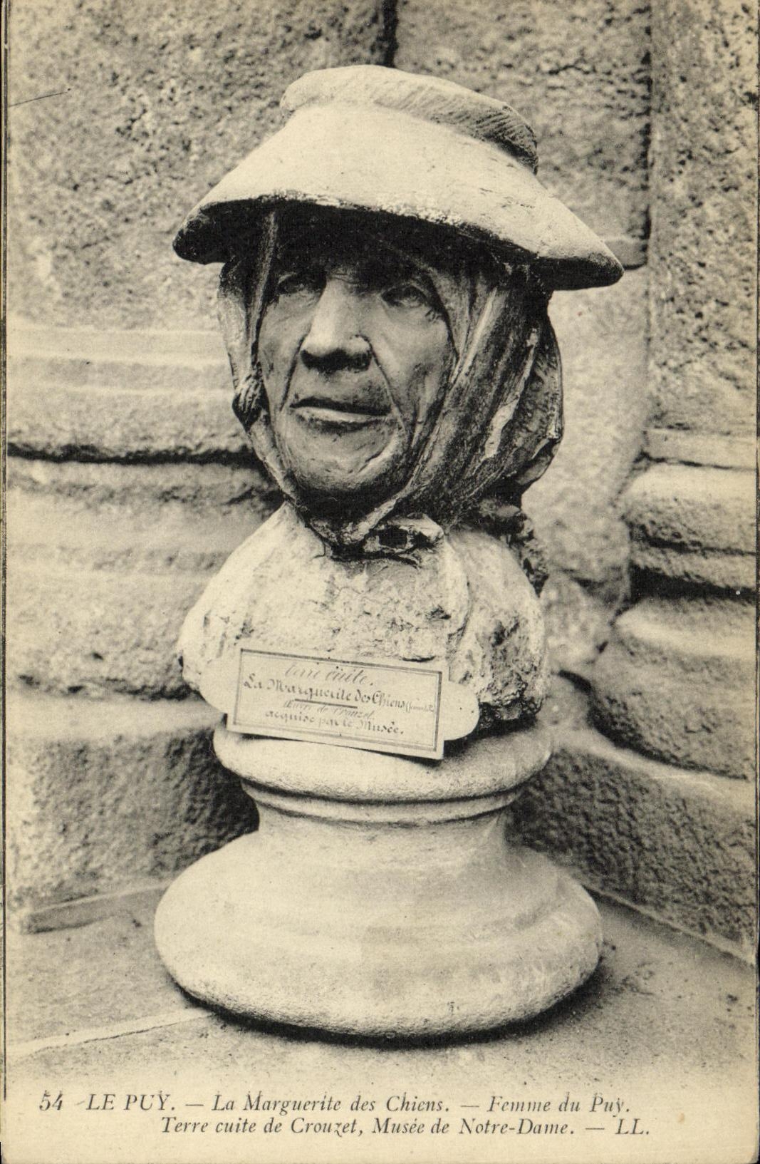 VINTAGE POSTCARD Puy Rock the Marguerite of the dogs Woman of Puy Terra cotta of Crouzet Museum of Notre Dame