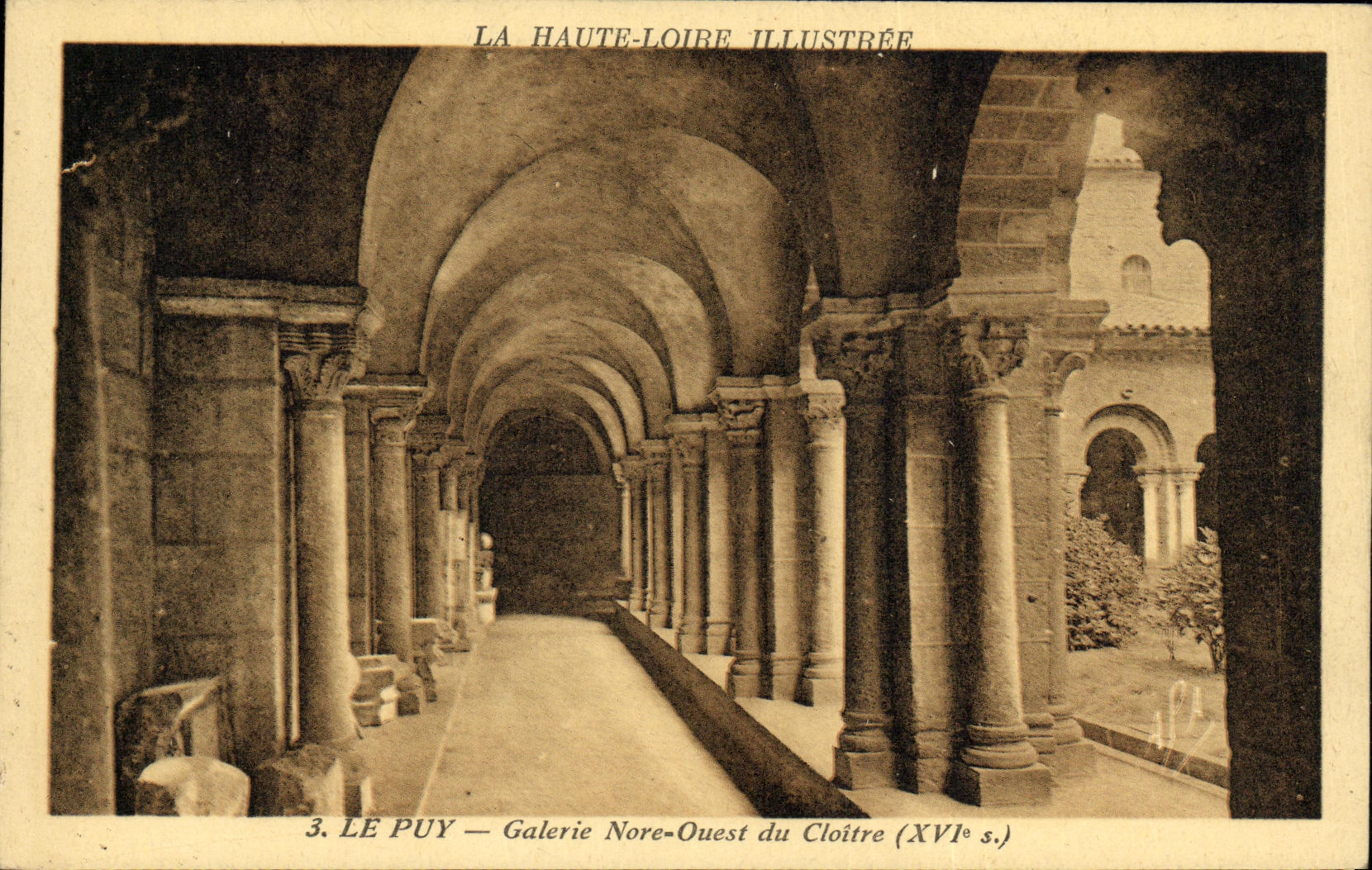 VINTAGE POSTCARD Puy Western Nore Gallery of the cloister