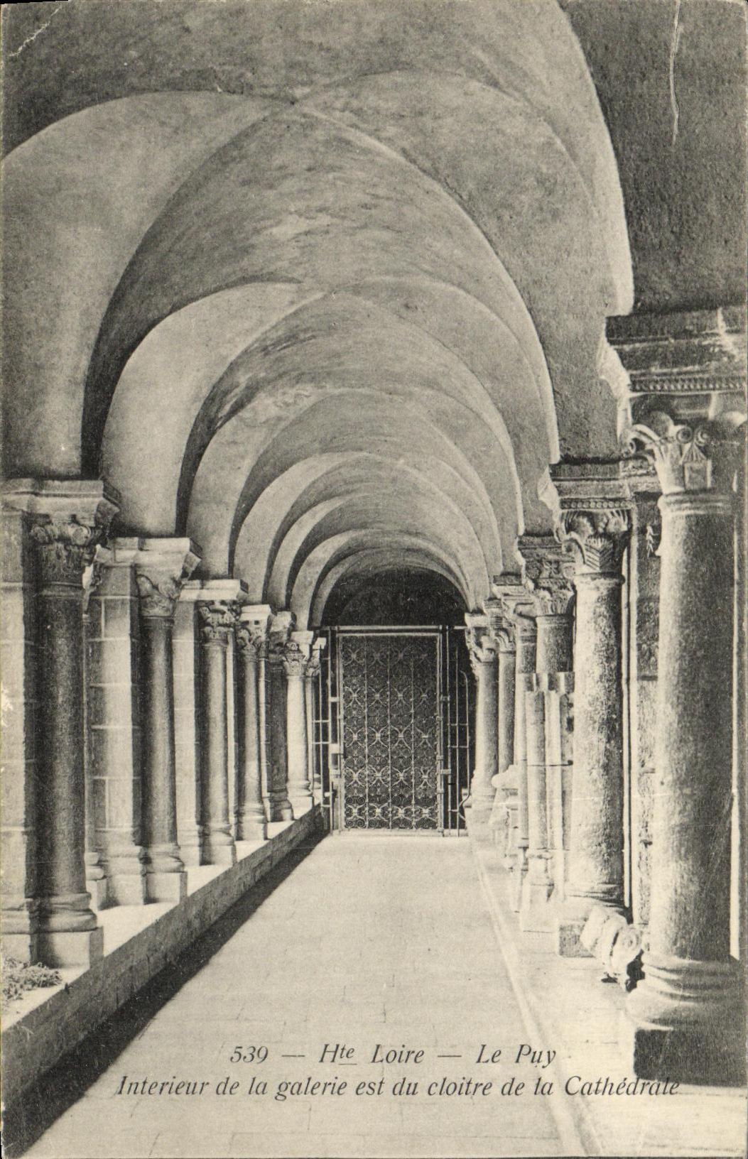 VINTAGE POSTCARD Hte the Loire Puy Interieur of the gallery is cloister of the cathedral