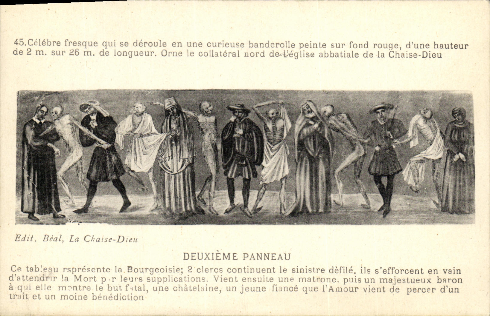 VINTAGE POSTCARD the chair god Second Panel Dances macabre