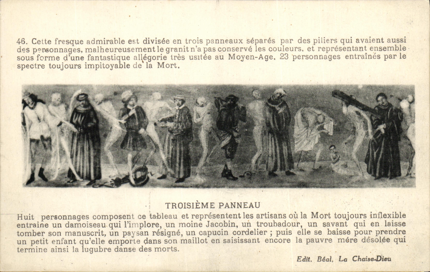 La POSTAL de la VENDIMIA panel de dios de la silla el tercer baila macabro