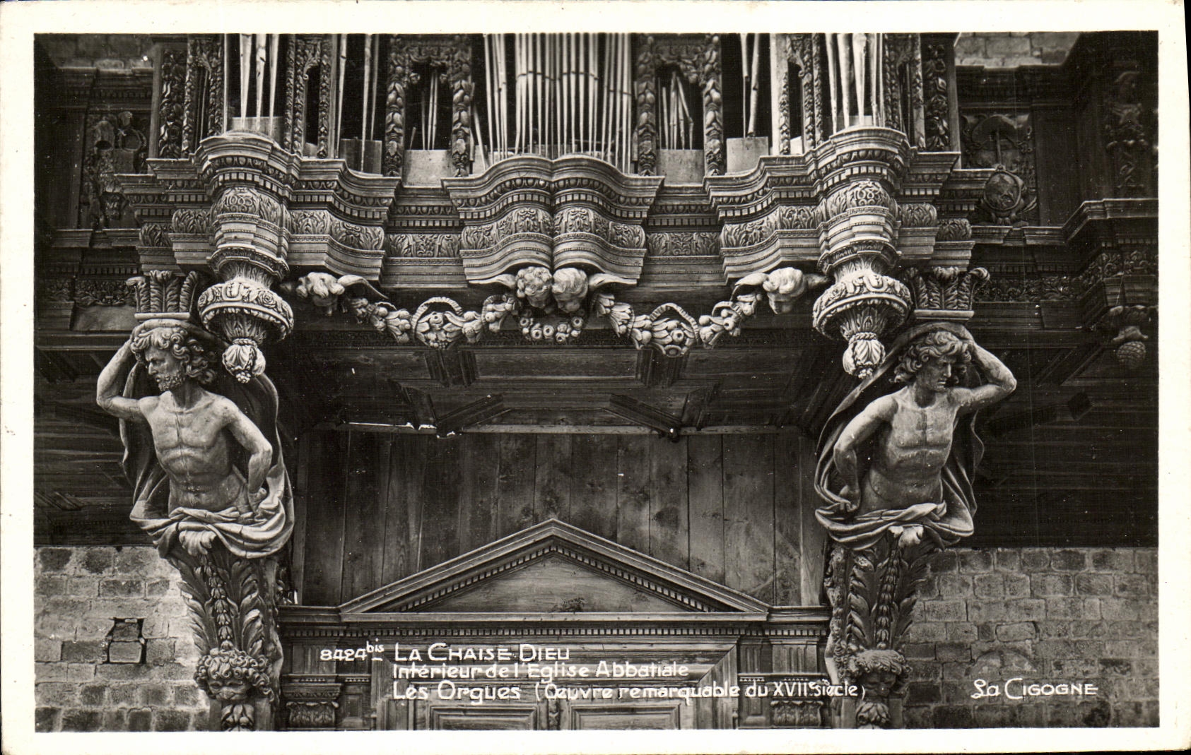 POSTAL de la VENDIMIA dios interior de la silla de L organo de la iglesia de la abadia