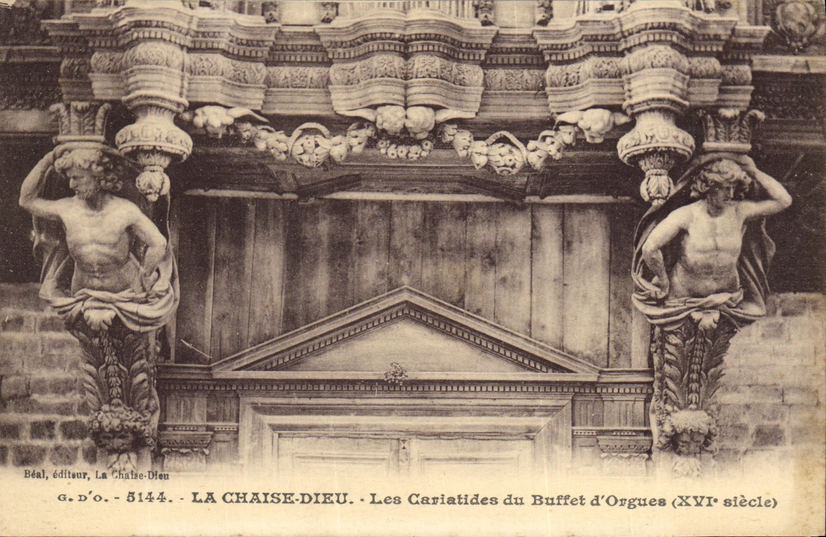VINTAGE POSTCARD the Chair God Caryatids of the Dresser D organ