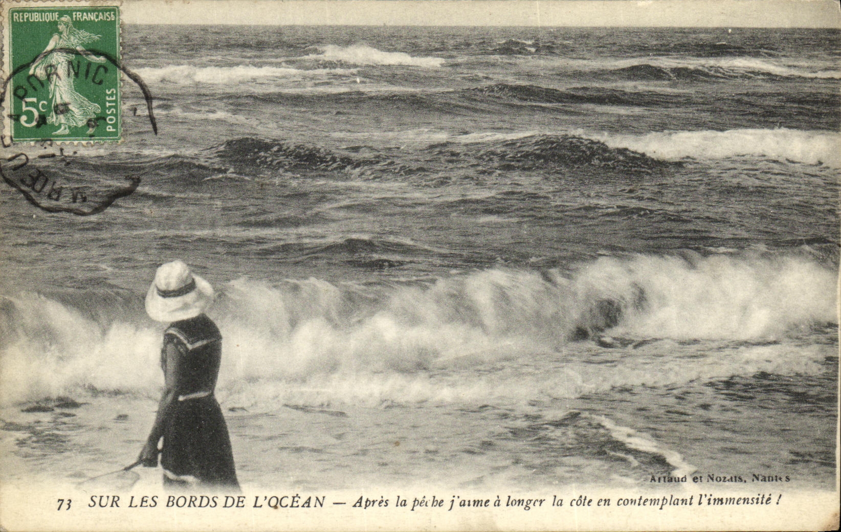 La POSTAL de la VENDIMIA en los bordes de L oceano despues de que el pecche J tenga gusto tiene que bordear mientras que comtempla L inmensidad