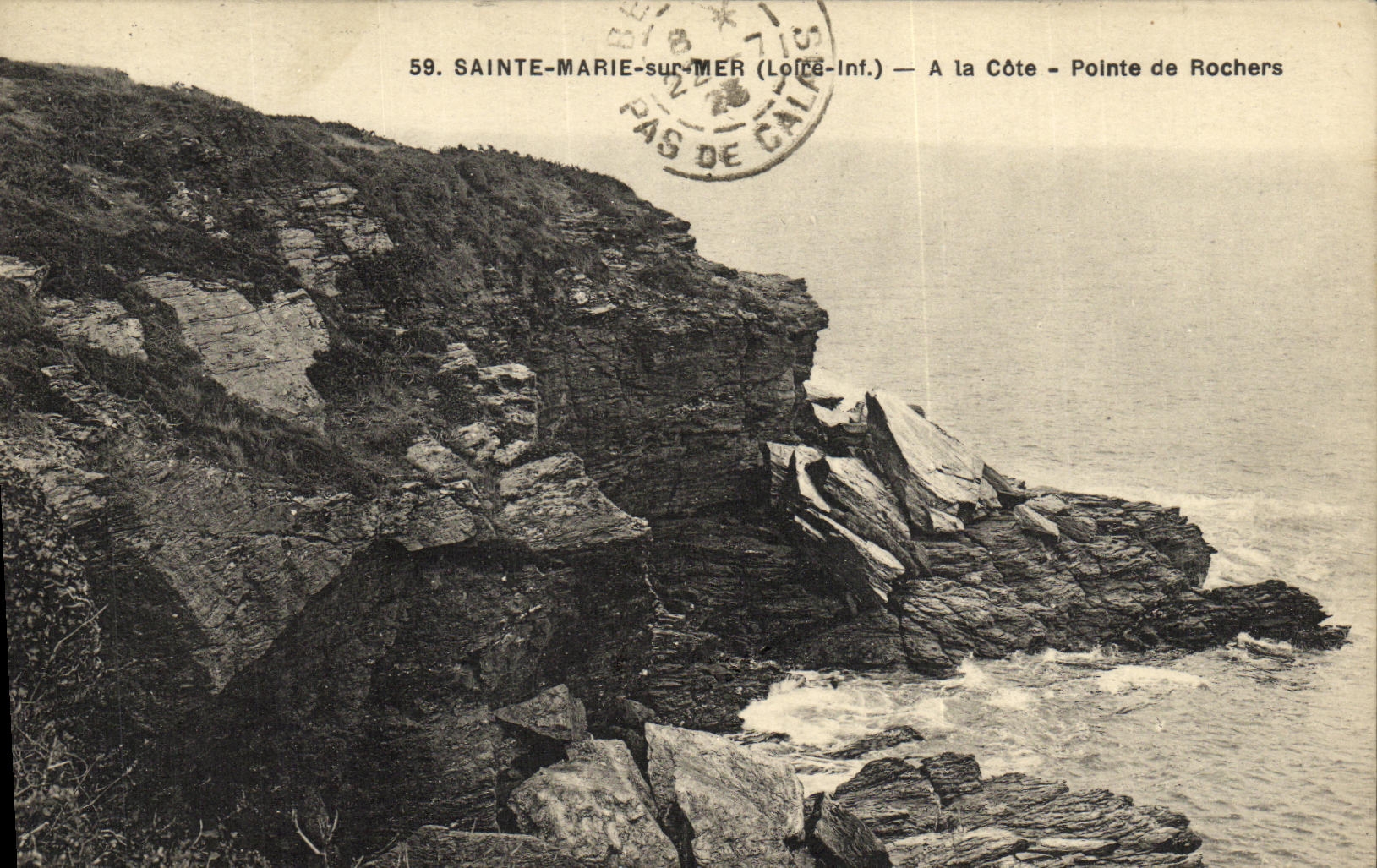 POSTAL Marie santo de la VENDIMIA en el mar con la tapa de la dimension de rocas