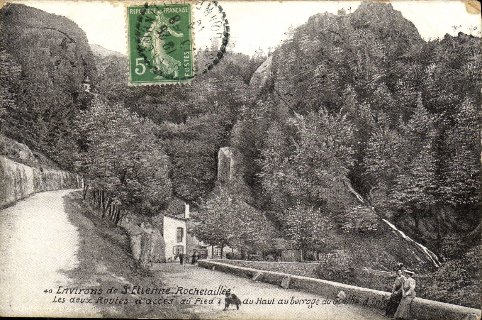 CPA Environs de Rochetaillee Les deux routes d acces au pied du haut du barrage du gouffre d enfer
