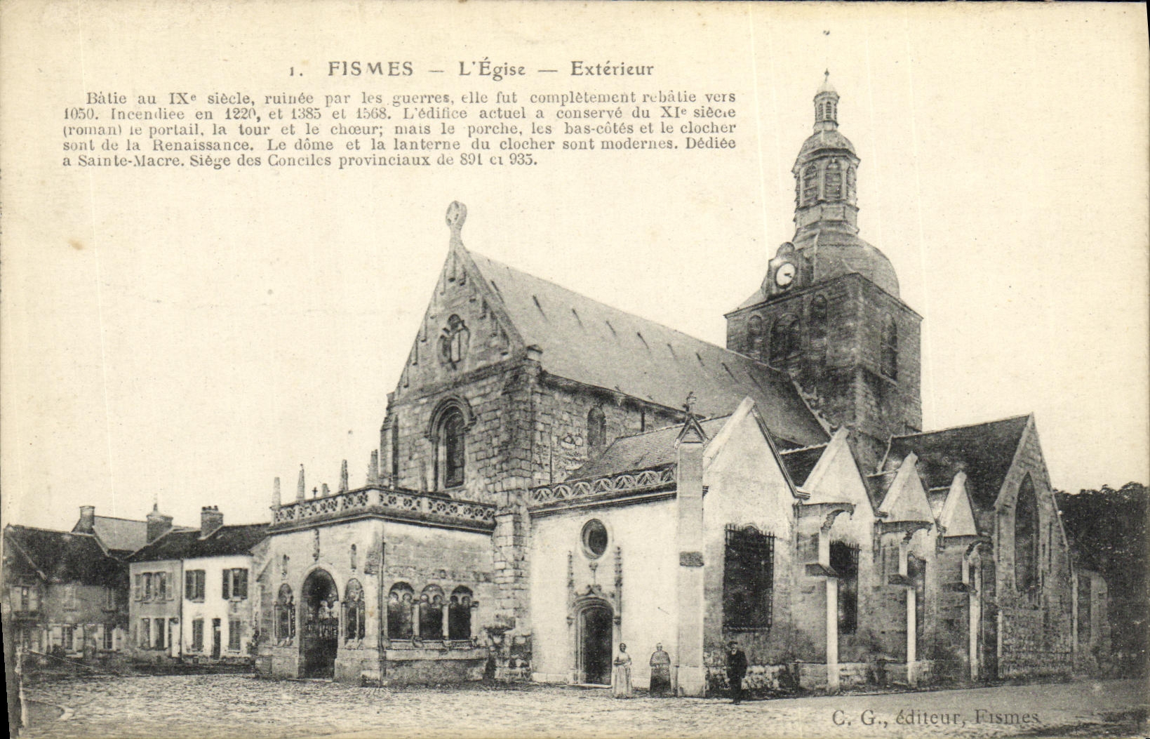 VINTAGE POSTCARD Fismes L church External