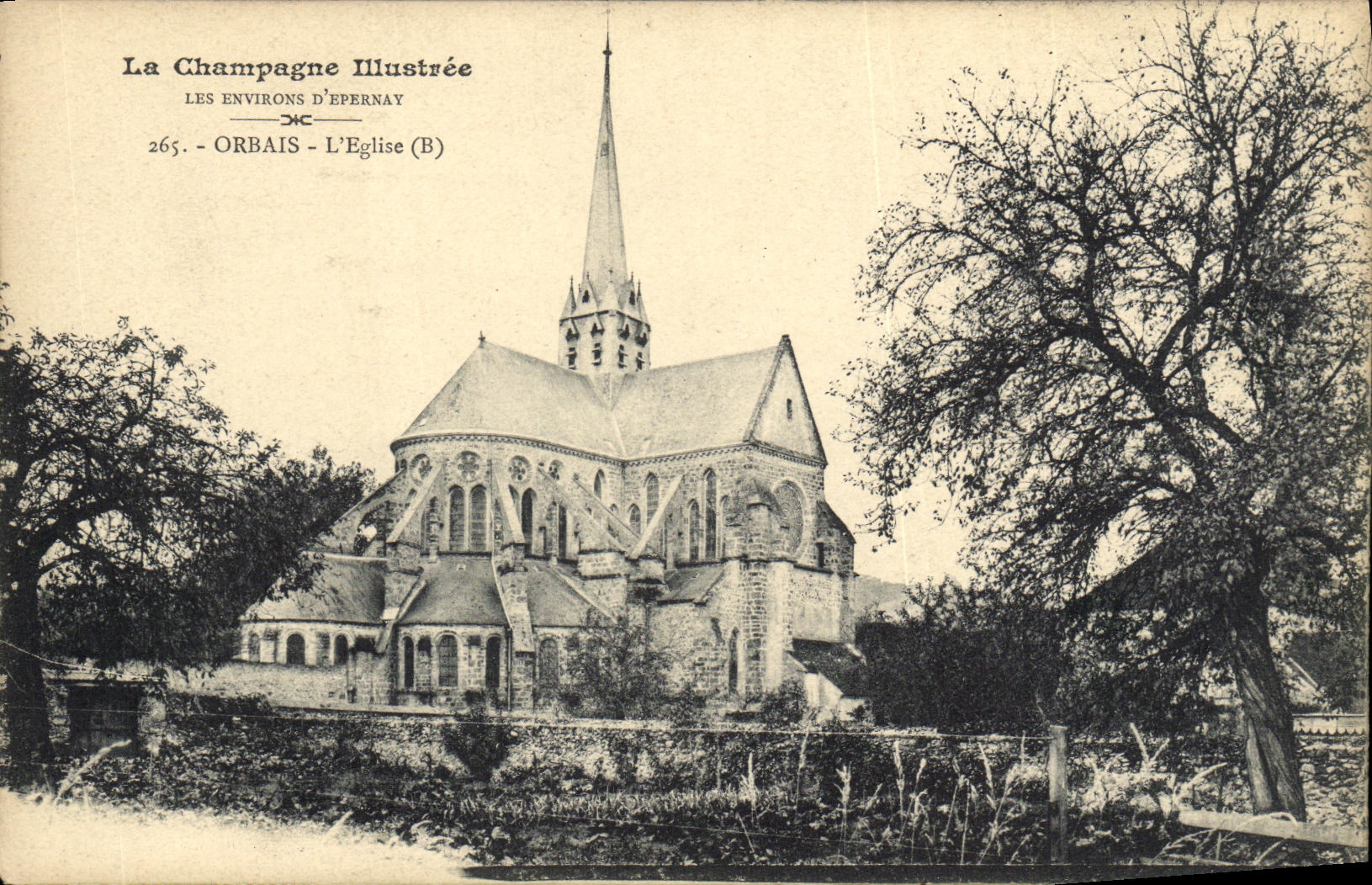VINTAGE POSTCARD the Champagne Illustrated Surroundings D Epernay Orbais L church