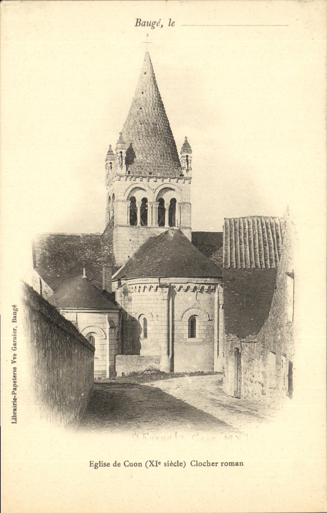 CPA Bauge Eglise de Cuon Clocher roman 