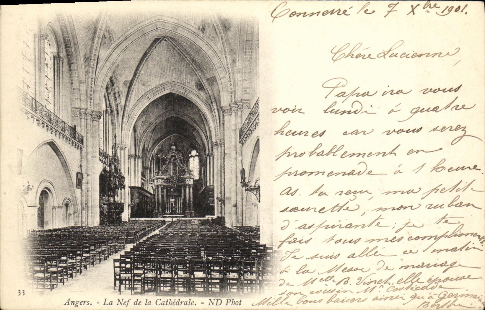 CPA Angers La Nef De La Cathedrale