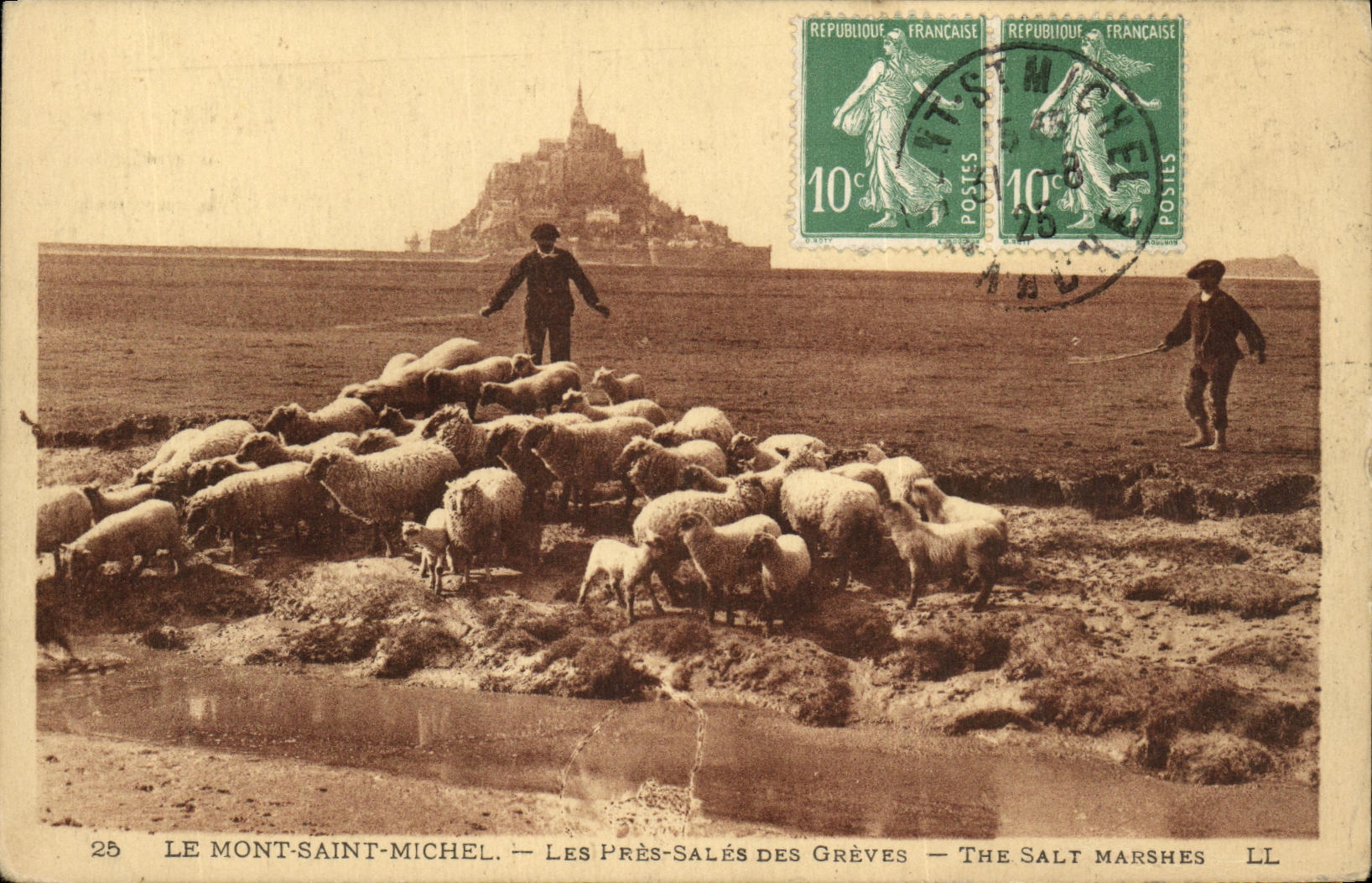 CPA Le Mont Saint Michel Les Pres Sales Des Greves Berger Moutons