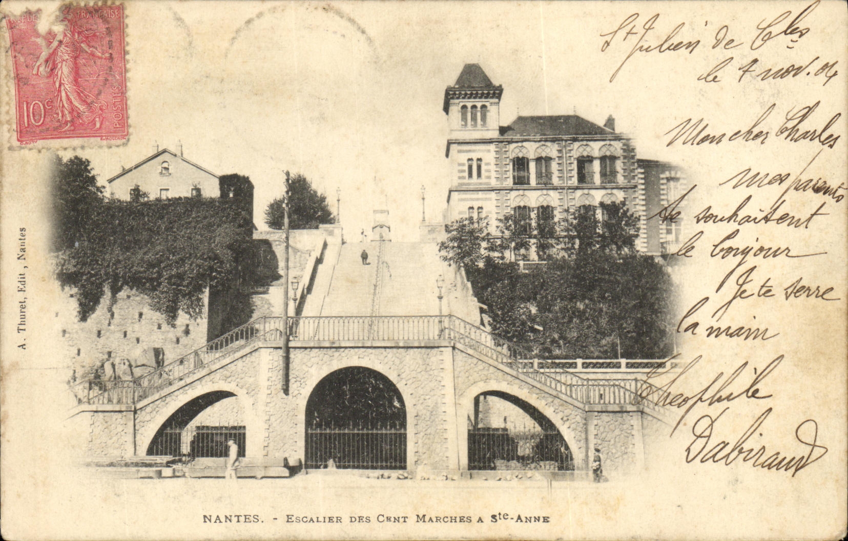 VINTAGE POSTCARD Nantes Escalier of the hundred steps has co  Anne