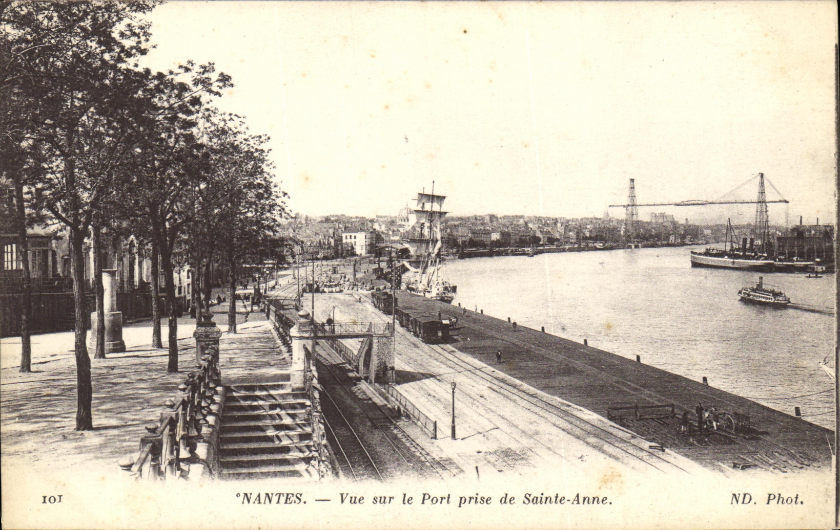 VINTAGE POSTCARD Nantes Seen on the Port taken of Sainte Anne