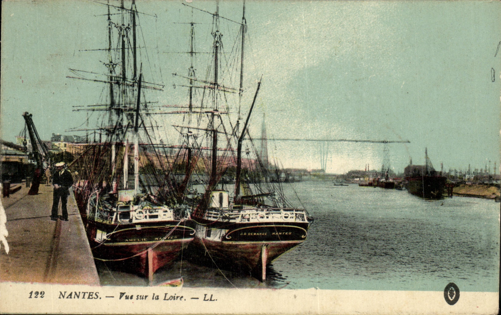 VINTAGE POSTCARD Nantes Seen on the Loire Boat